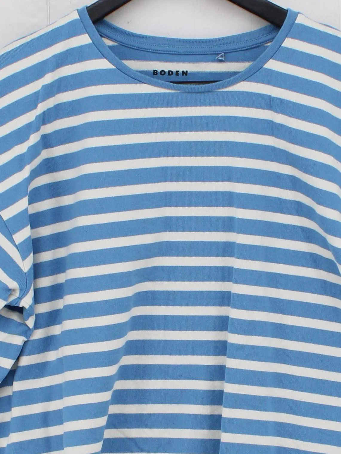 Boden Women's T-Shirt L Blue Striped 100% Cotton Short Sleeve Round Neck Basic - Image 3