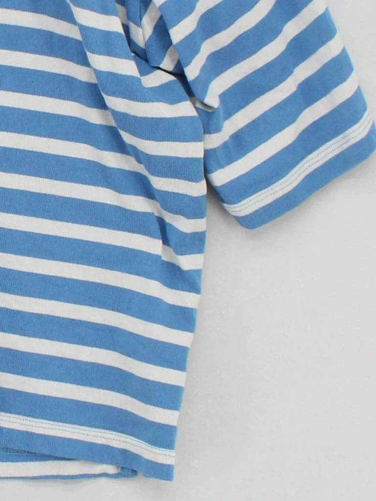 Boden Women's T-Shirt L Blue Striped 100% Cotton Short Sleeve Round Neck Basic - Image 4