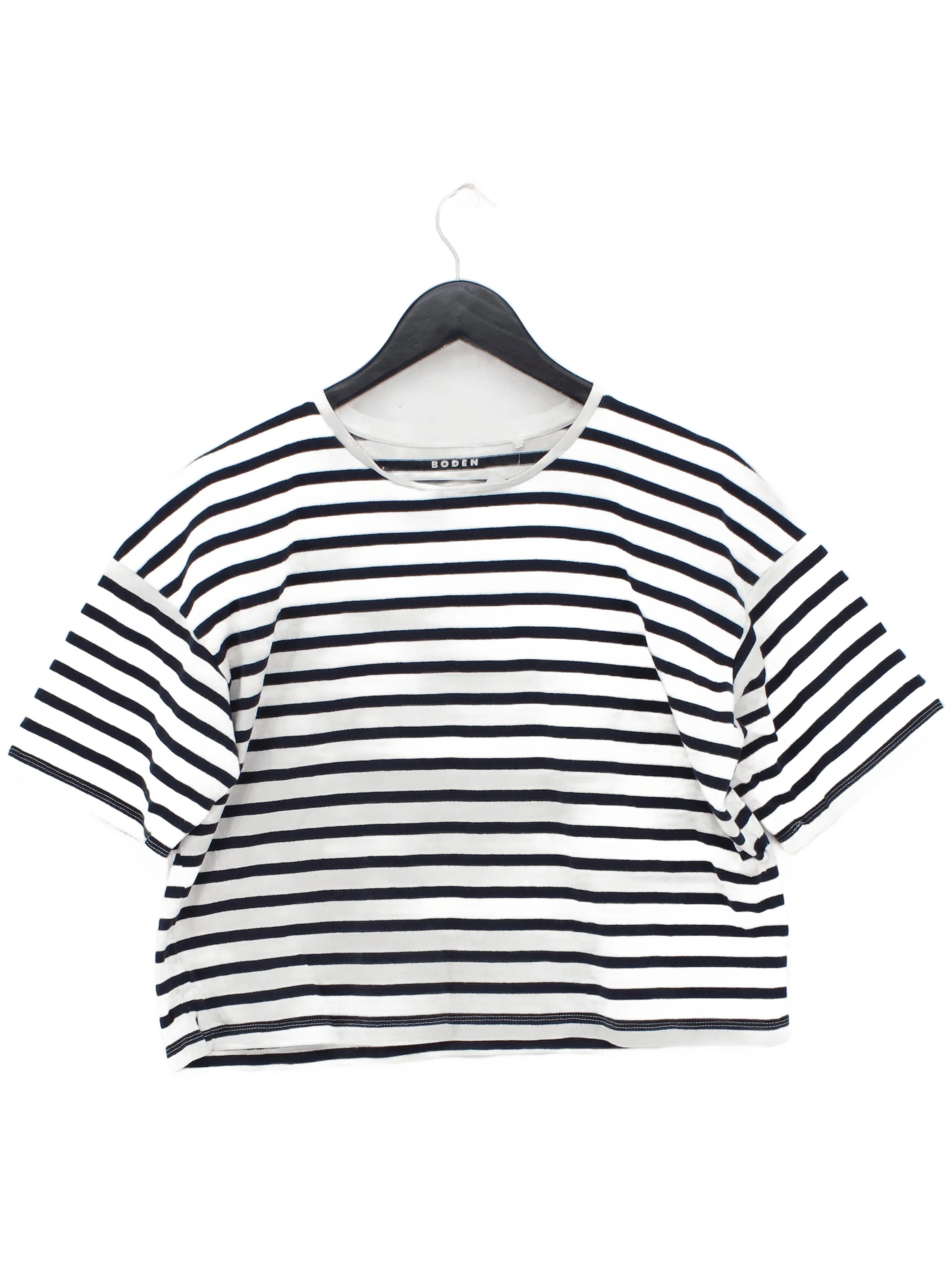 Boden Women's T-Shirt L Multi Striped 100% Cotton Short Sleeve Round Neck Basic