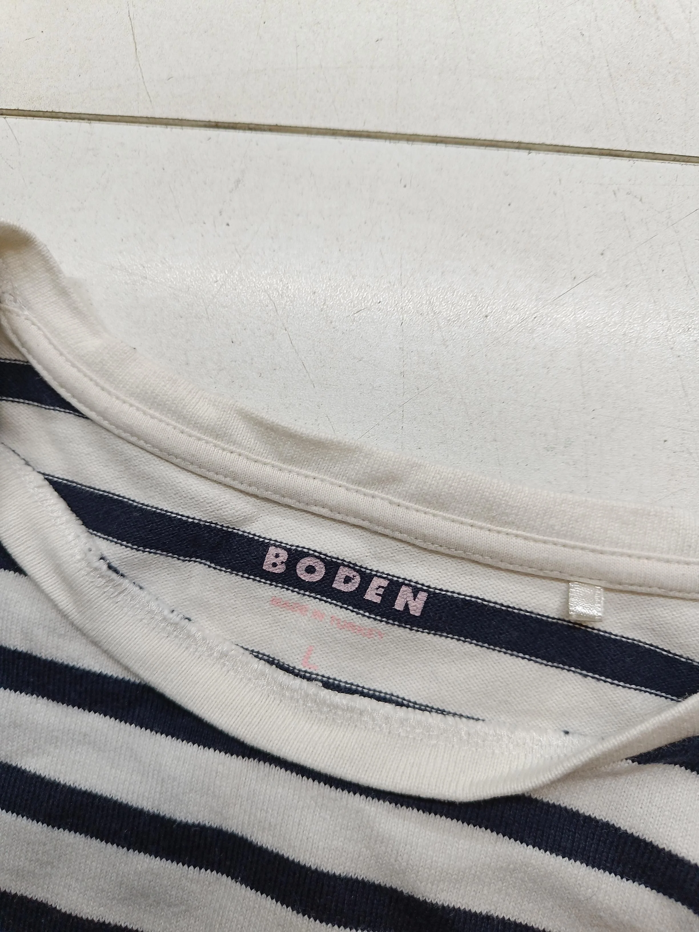 Boden Women's T-Shirt L Multi Striped 100% Cotton Short Sleeve Round Neck Basic - Image 5