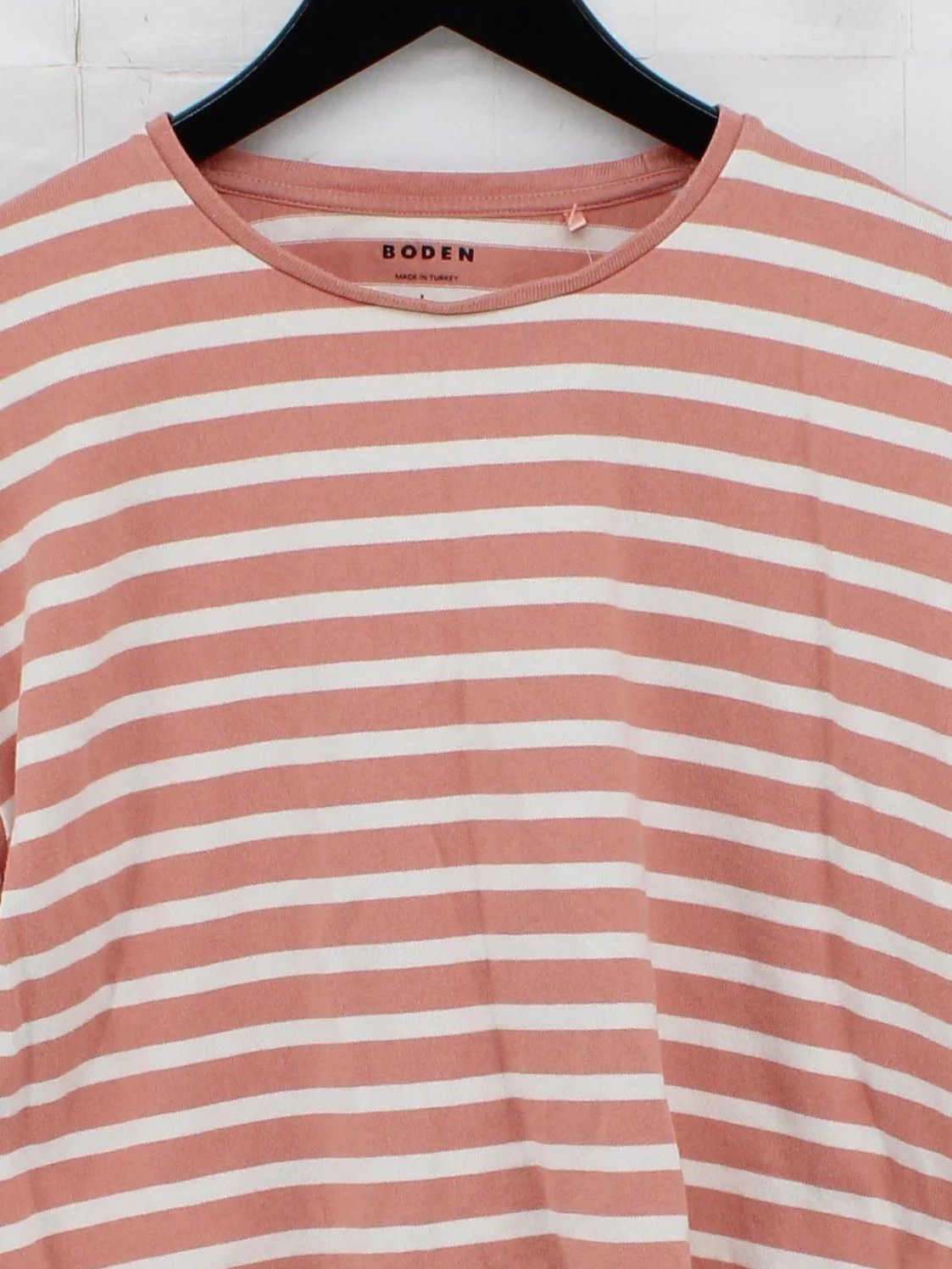 Boden Women's T-Shirt L Pink Striped 100% Cotton Short Sleeve Round Neck Basic - Image 3