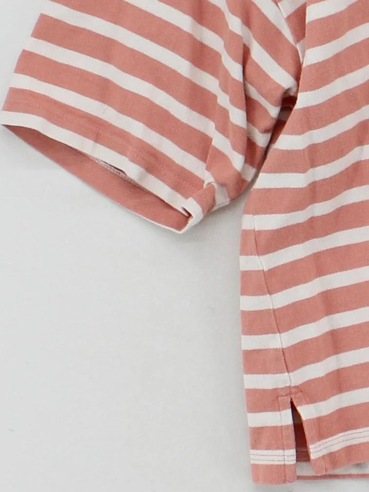 Boden Women's T-Shirt L Pink Striped 100% Cotton Short Sleeve Round Neck Basic - Image 4