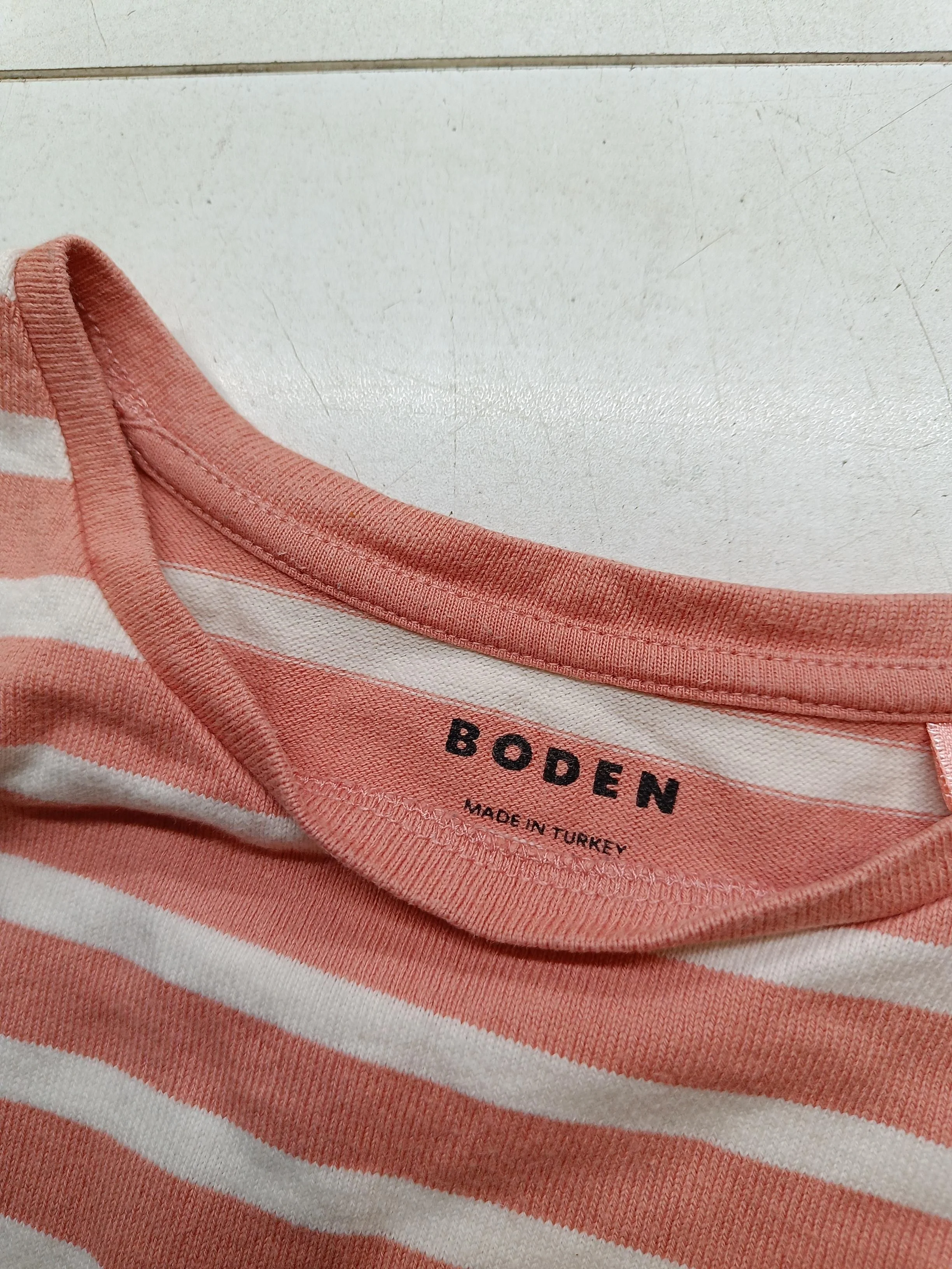 Boden Women's T-Shirt L Pink Striped 100% Cotton Short Sleeve Round Neck Basic - Image 5