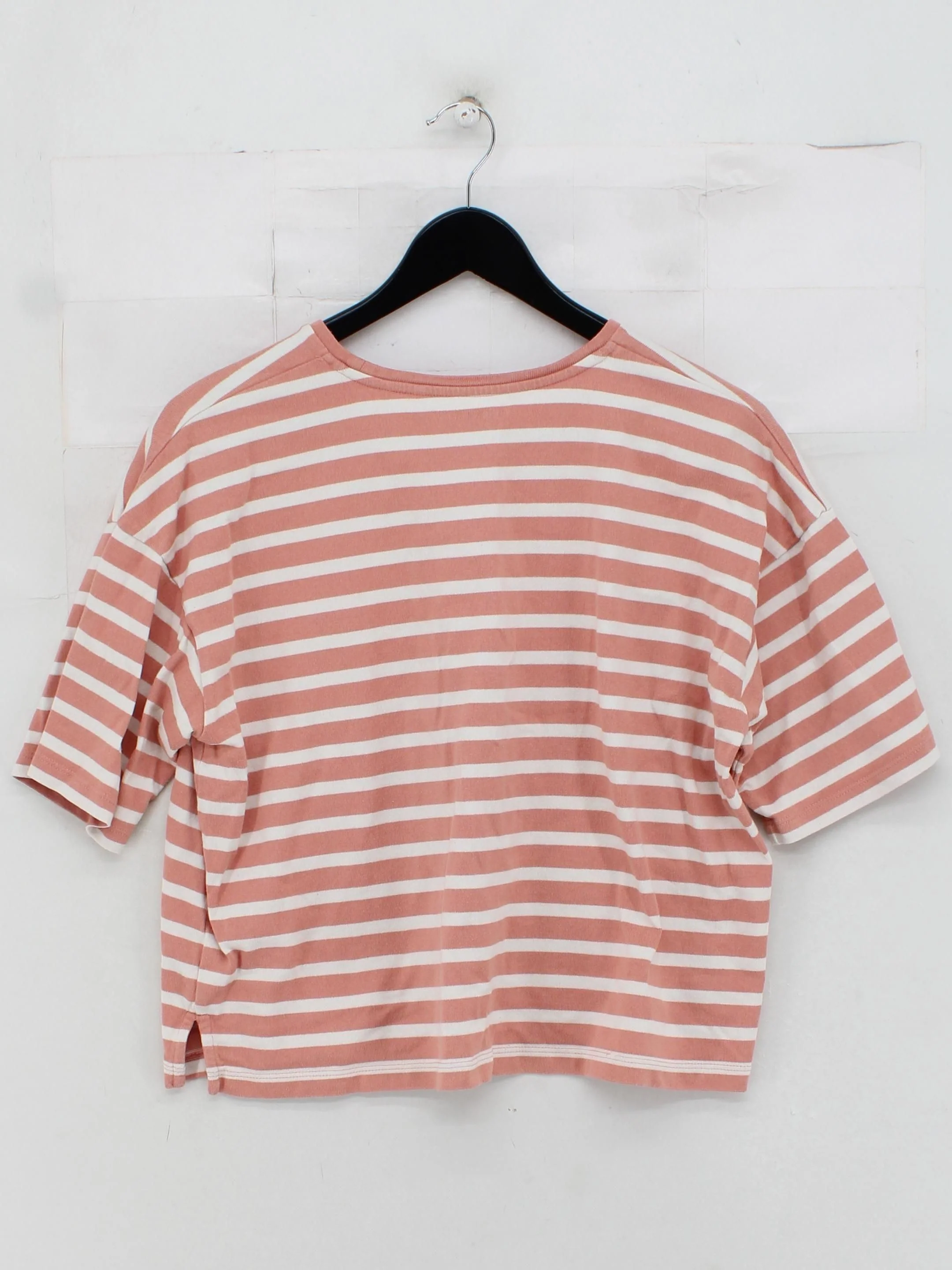 Boden Women's T-Shirt L Pink Striped 100% Cotton Short Sleeve Round Neck Basic - Image 2
