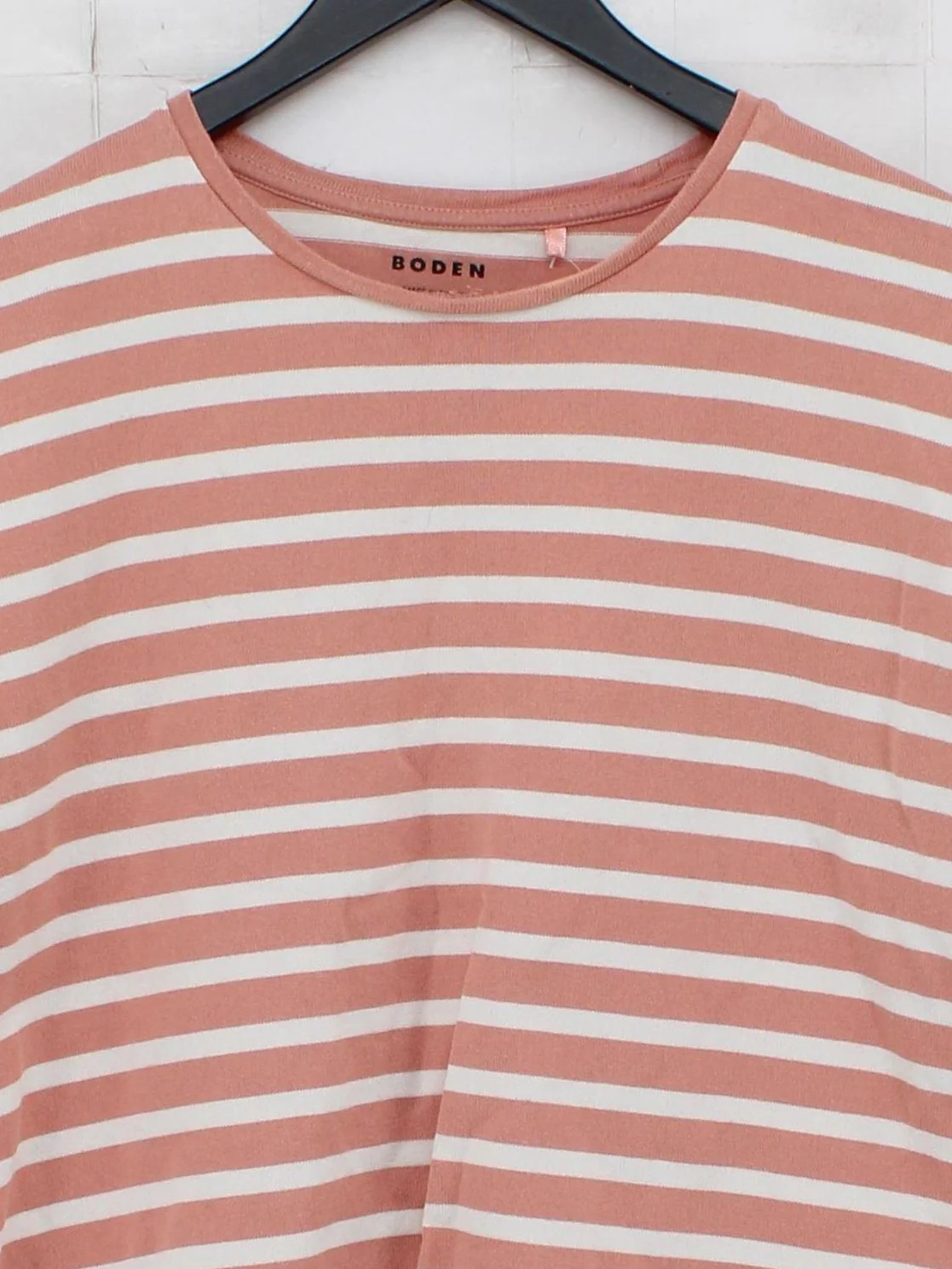 Boden Women's T-Shirt L Pink Striped 100% Cotton Short Sleeve Round Neck Basic - Image 3