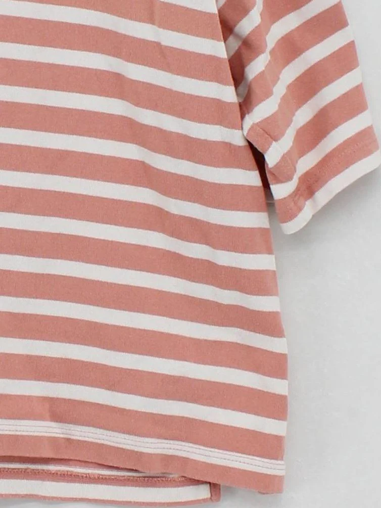 Boden Women's T-Shirt L Pink Striped 100% Cotton Short Sleeve Round Neck Basic - Image 4