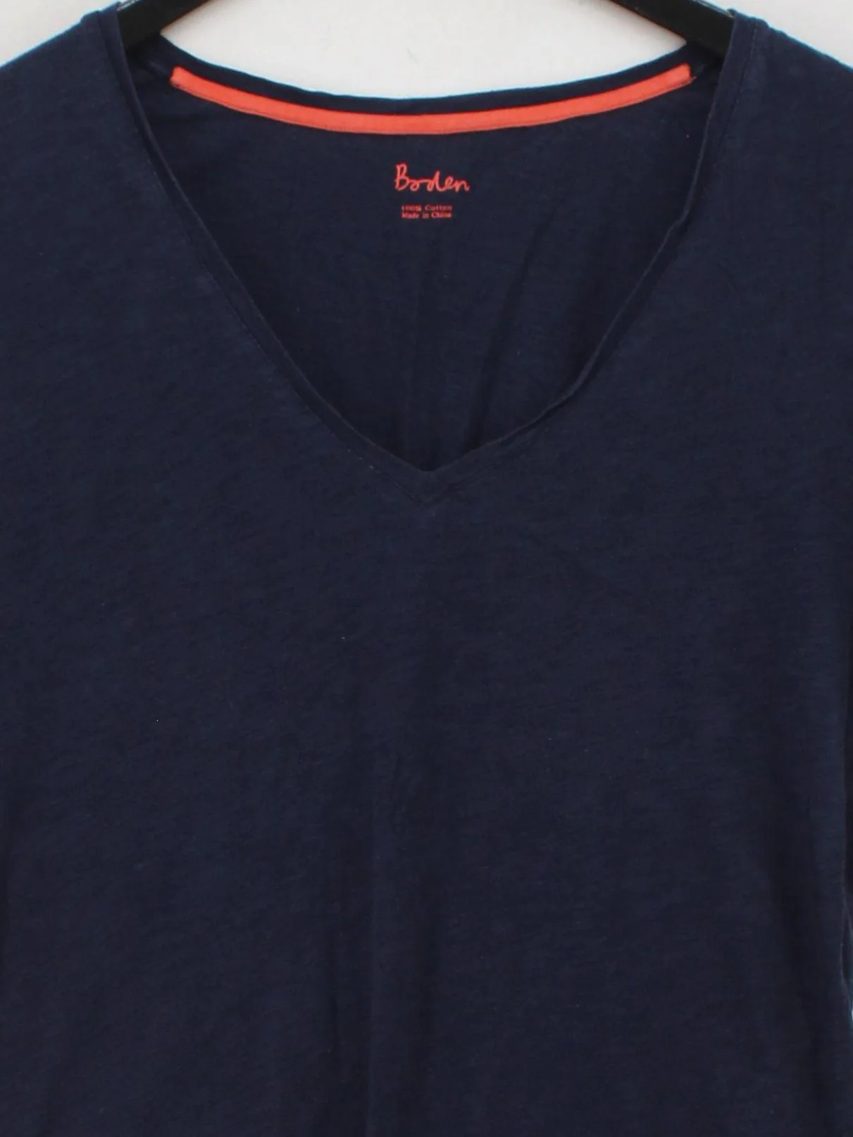 Boden Women's T-Shirt M Blue 100% Cotton Short Sleeve V-Neck Basic - Image 3