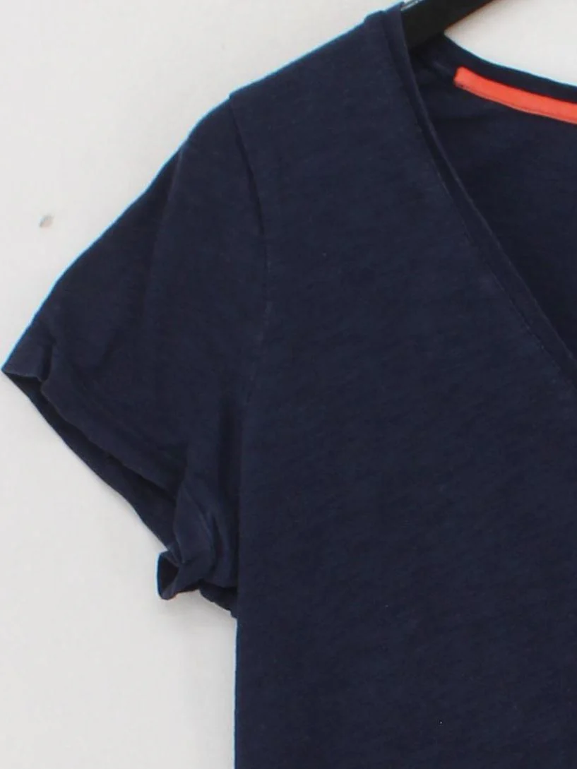 Boden Women's T-Shirt M Blue 100% Cotton Short Sleeve V-Neck Basic - Image 4