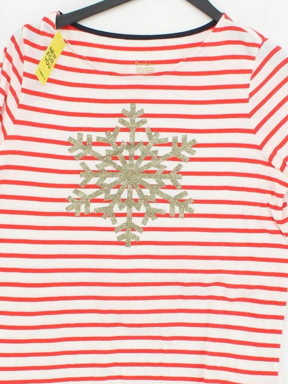Boden Women's T-Shirt M Multi Striped 100% Cotton Short Sleeve Round Neck Basic - Image 3