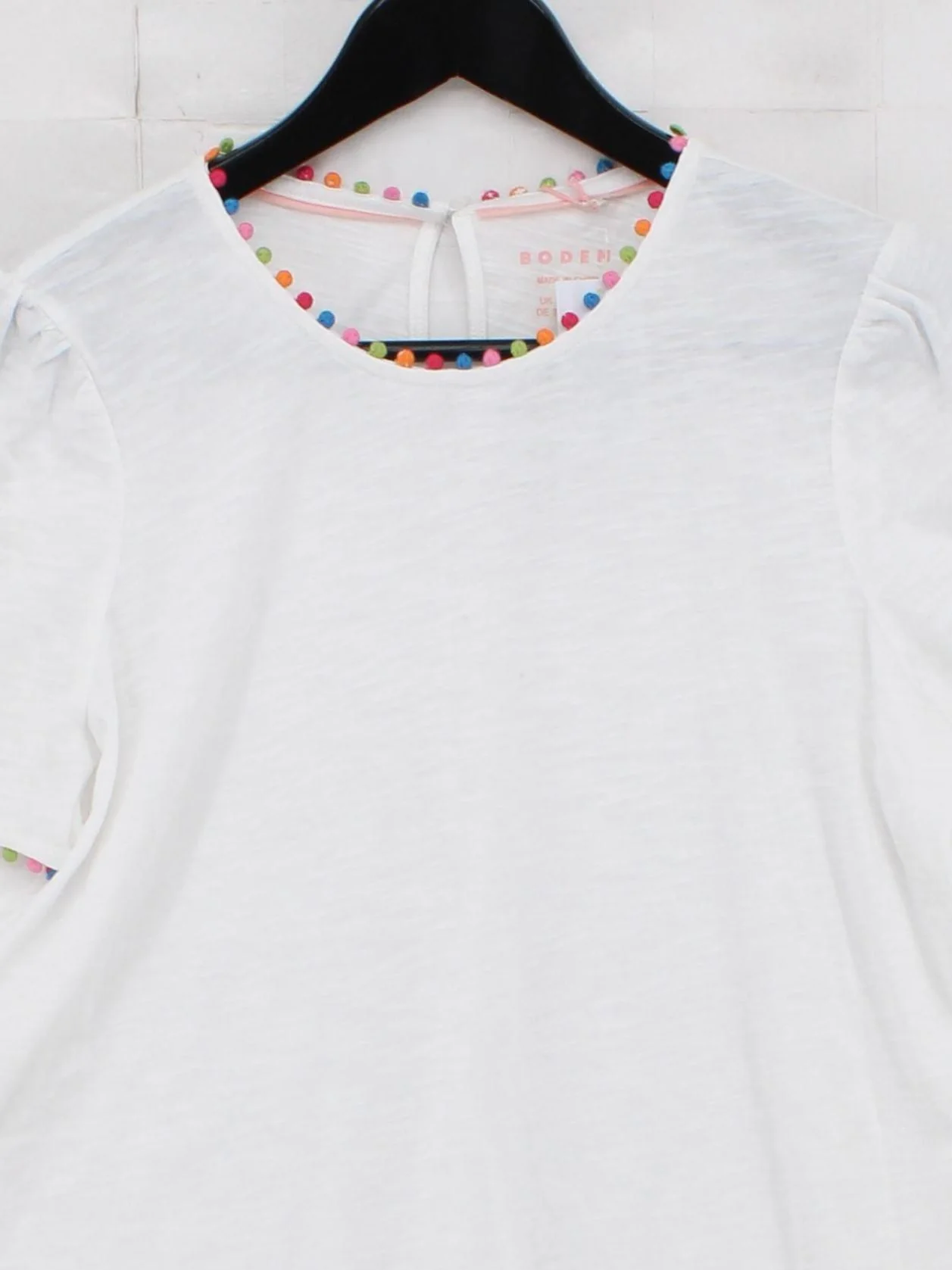 Boden Women's T-Shirt M White 100% Cotton Basic New with tags - Image 3