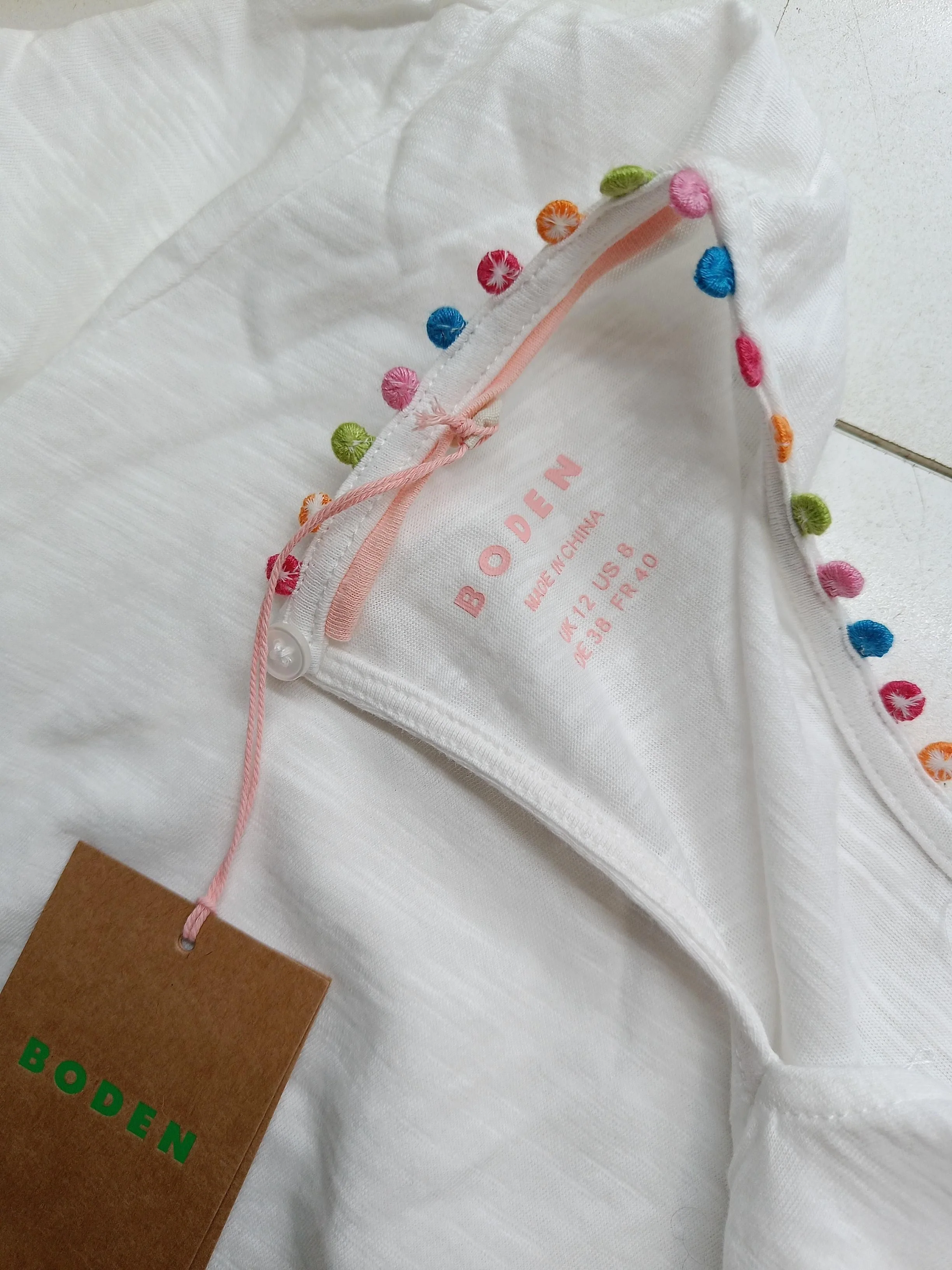 Boden Women's T-Shirt M White 100% Cotton Basic New with tags - Image 5