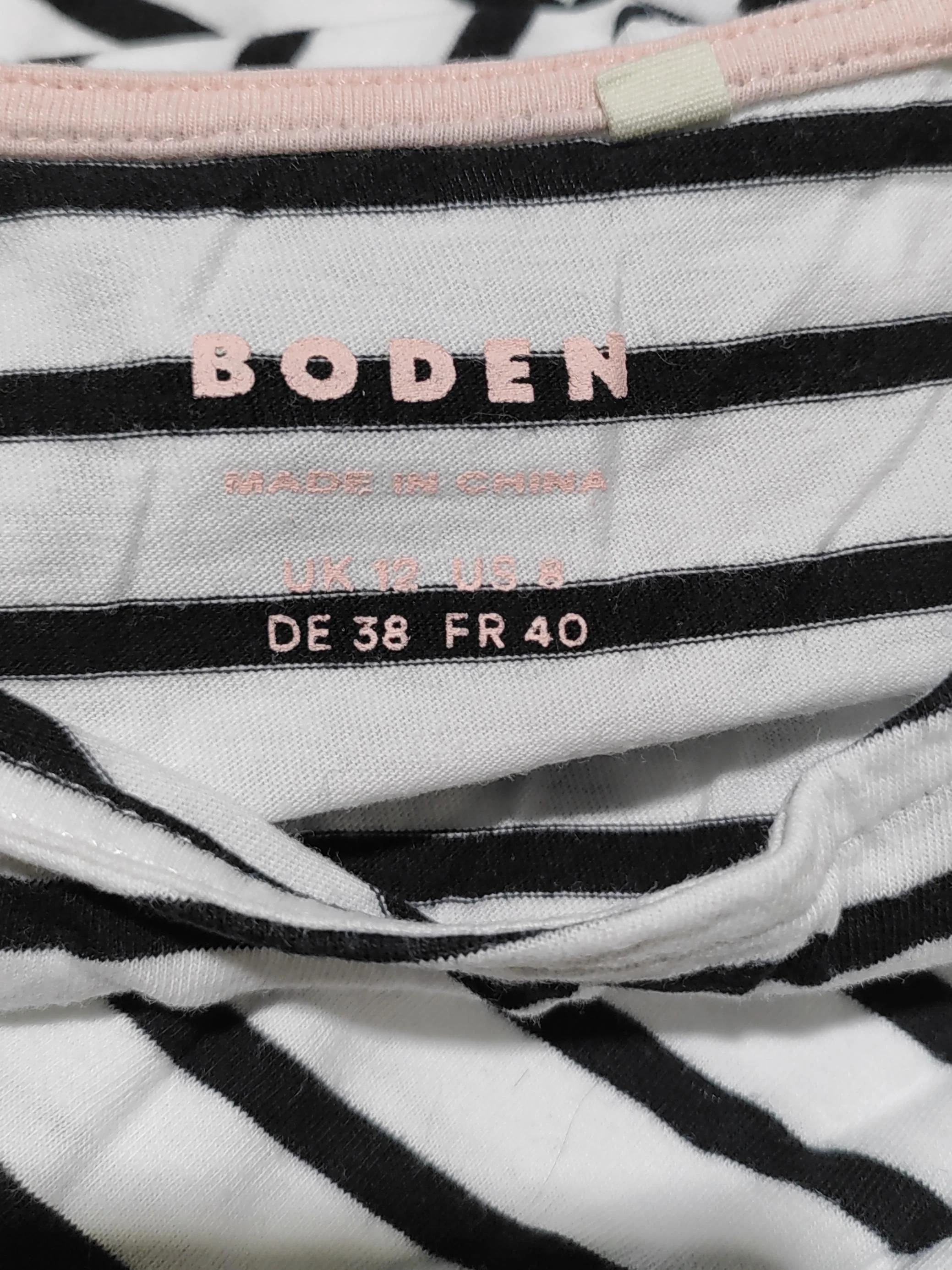 Boden Women's T-Shirt M White Striped 100% Cotton Short Sleeve Round Neck Basic - Image 5