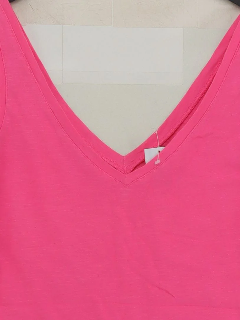 Boden Women's T-Shirt S Pink 100% Cotton Sleeveless V-Neck Basic - Image 3