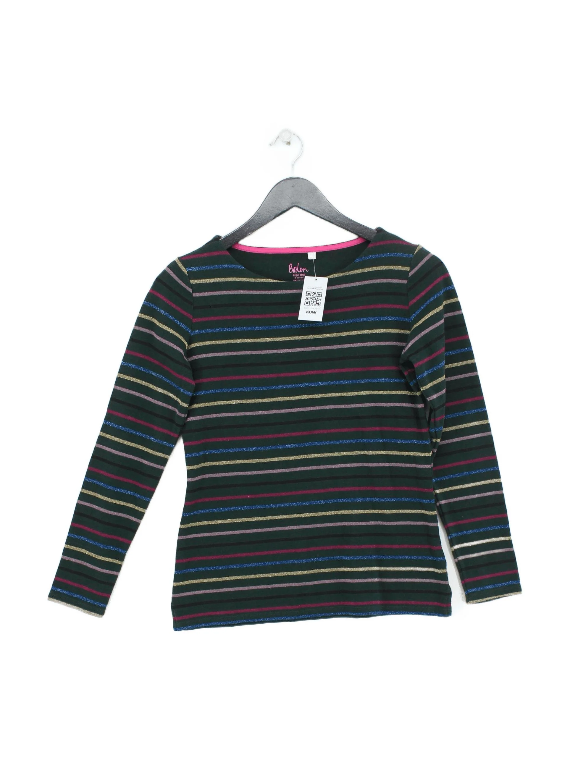 Boden Women's T-Shirt UK 10 Green Cotton with Polyester Basic