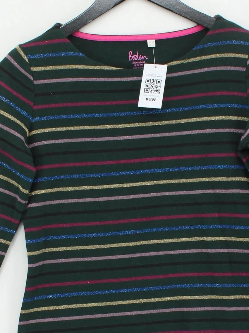 Boden Women's T-Shirt UK 10 Green Cotton with Polyester Basic - Image 3