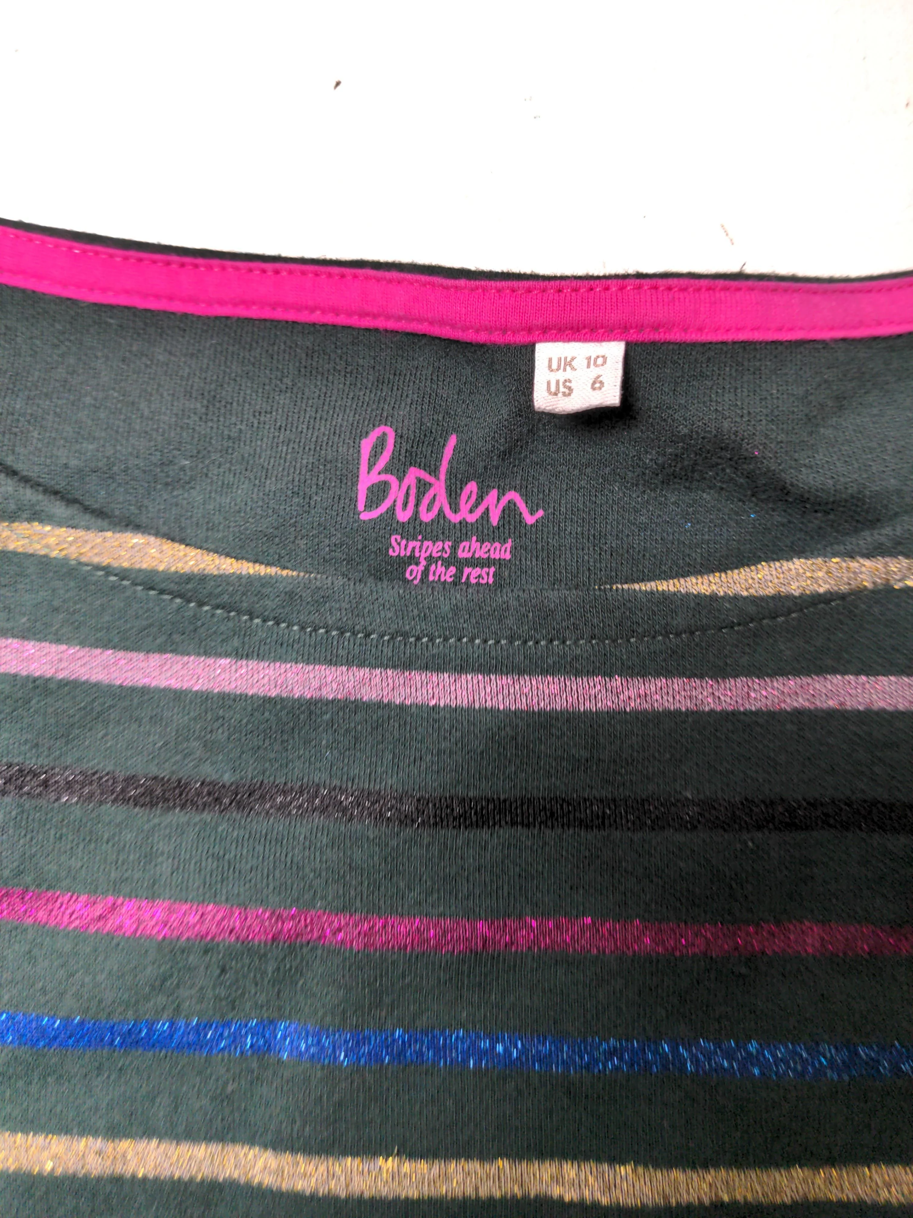 Boden Women's T-Shirt UK 10 Green Cotton with Polyester Basic - Image 5