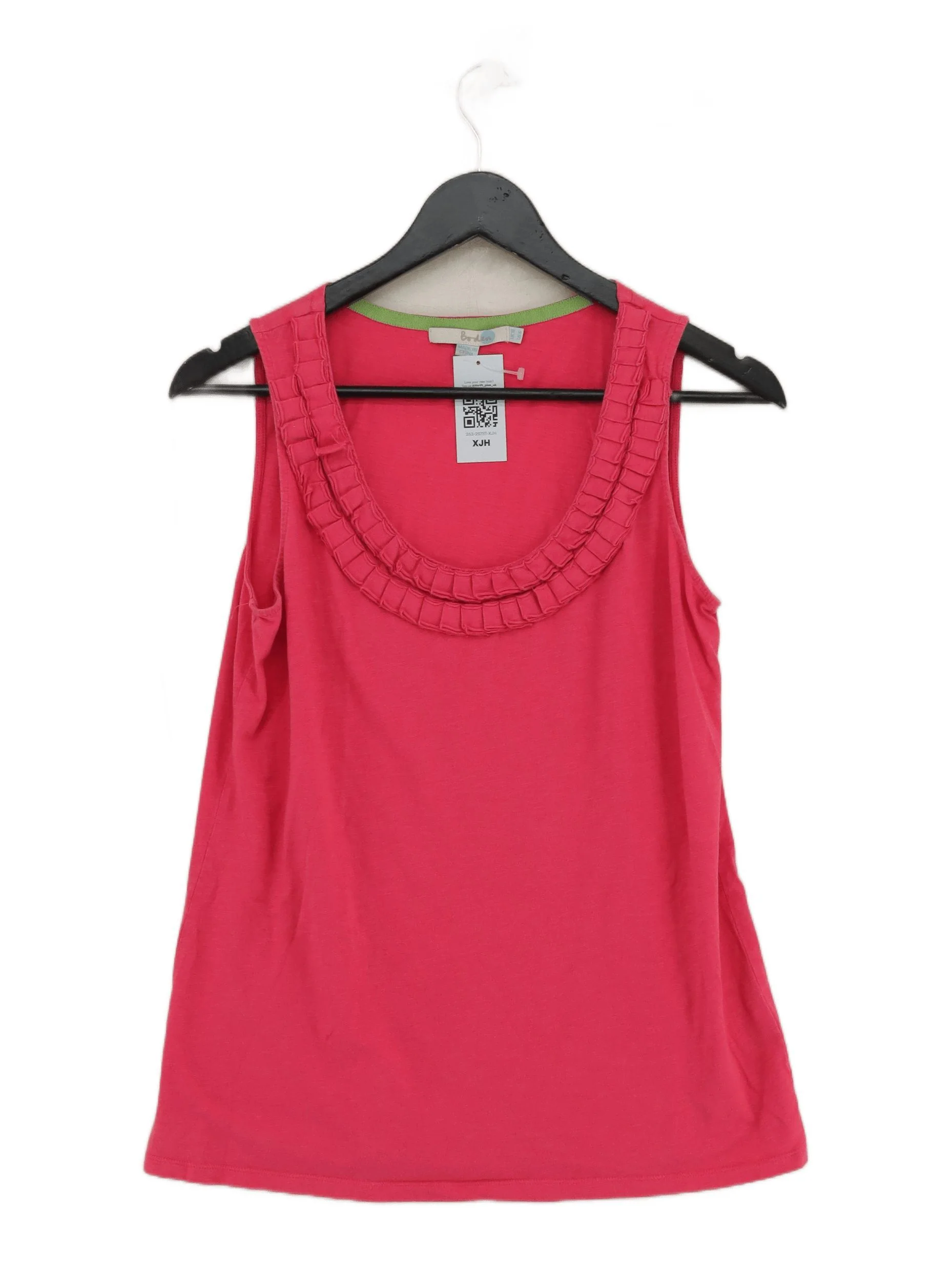 Boden Women's T-Shirt UK 10 Pink Cotton with Viscose Sleeveless Round Neck Basic