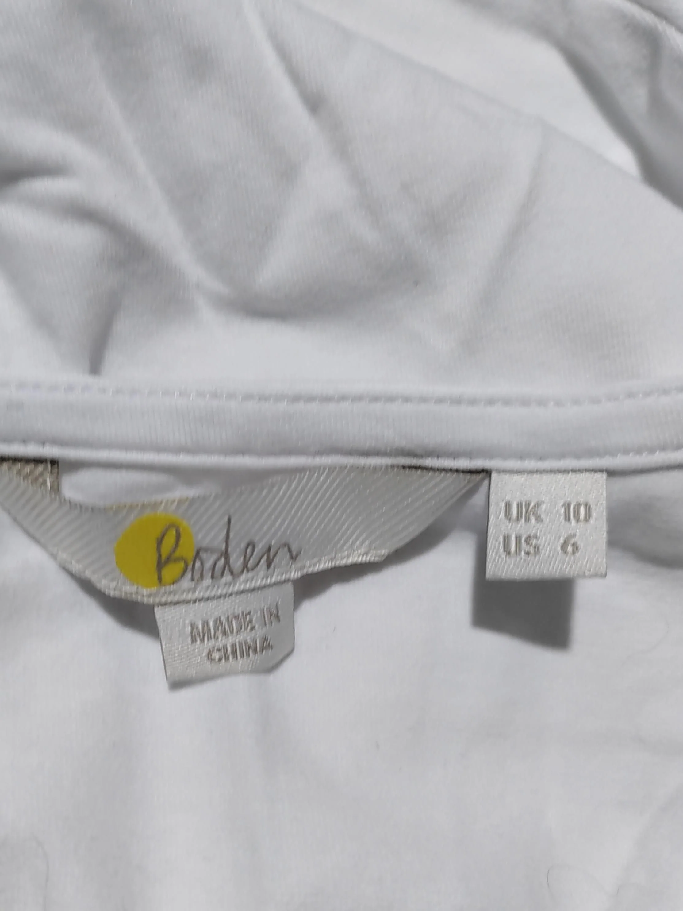Boden Women's T-Shirt UK 10 White Cotton with Elastane Short Sleeve V-Neck Basic - Image 5