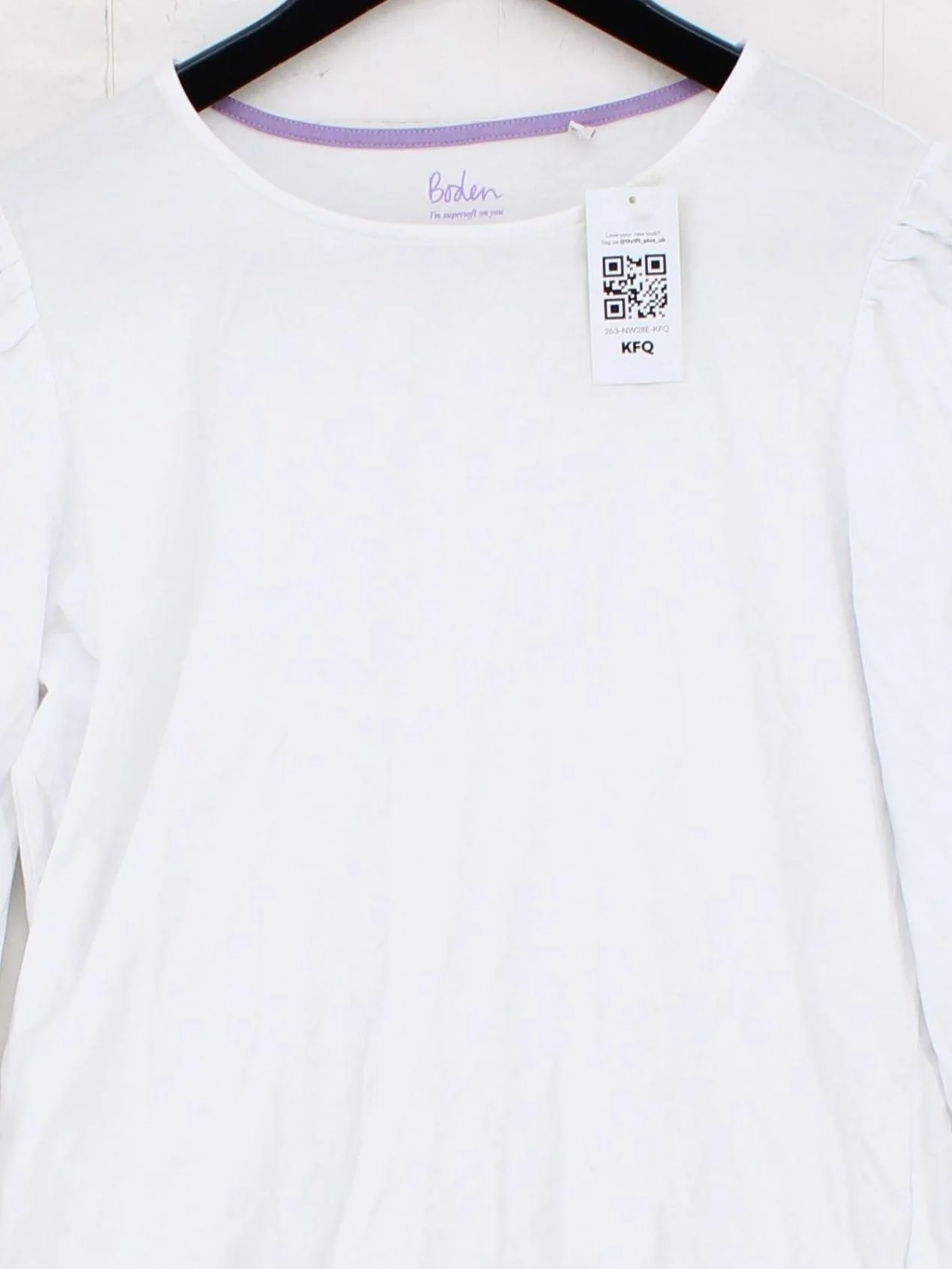 Boden Women's T-Shirt UK 10 White Cotton with Lyocell Modal Basic - Image 3