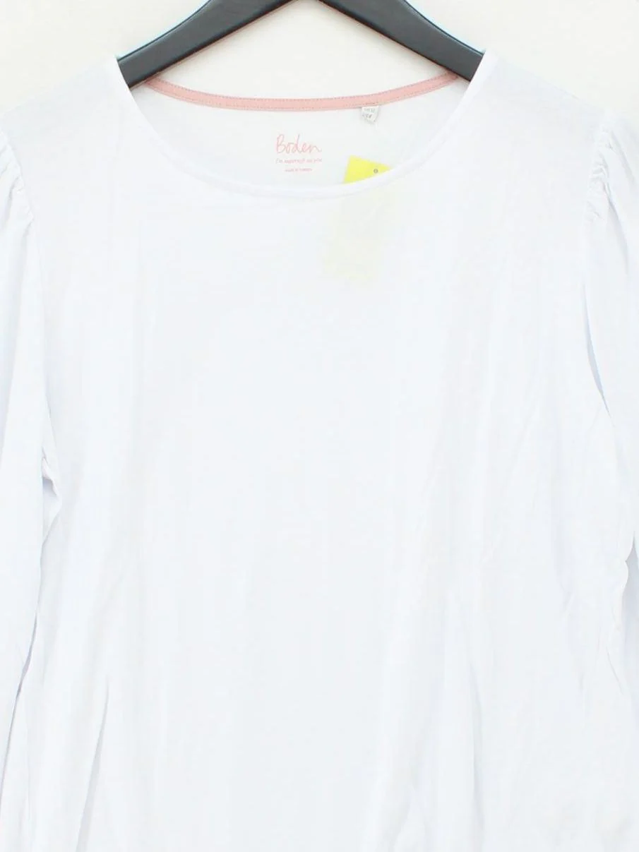 Boden Women's T-Shirt UK 12 White Cotton with Lyocell Modal Basic - Image 3