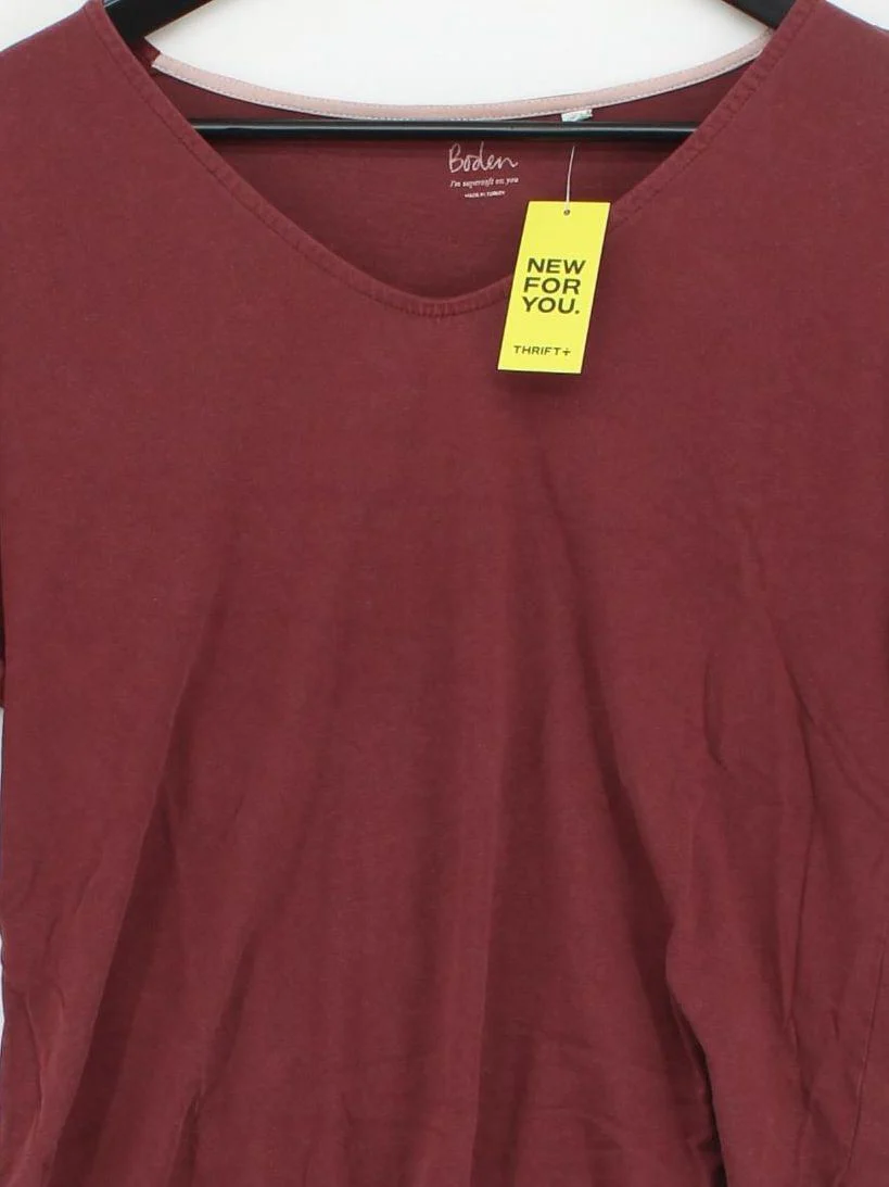 Boden Women's T-Shirt UK 14 Red Lyocell Modal with Cotton Basic - Image 3
