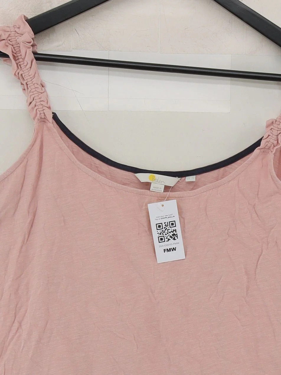 Boden Women's T-Shirt UK 16 Pink 100% Cotton Sleeveless Round Neck Basic - Image 3
