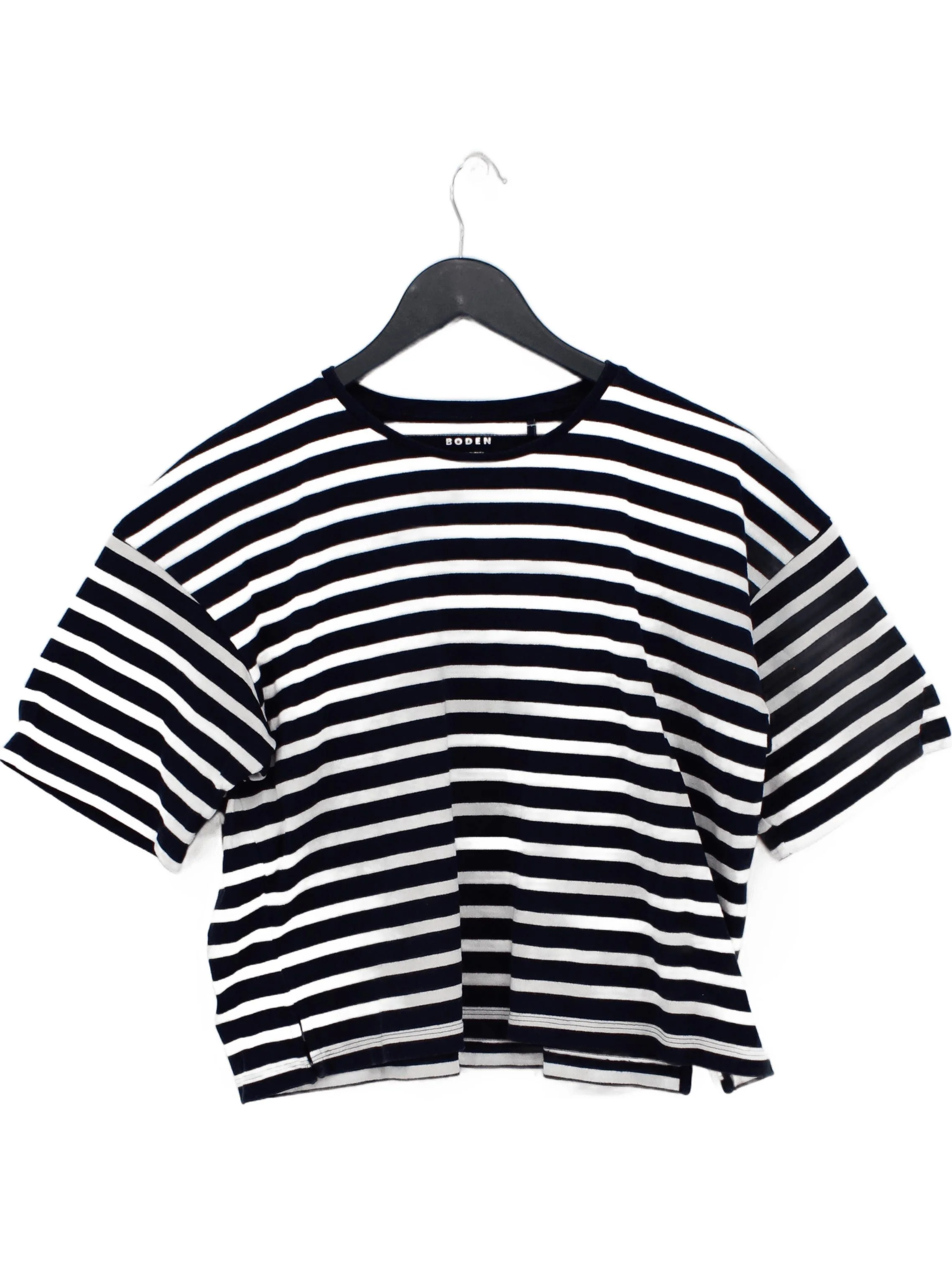 Boden Women's T-Shirt XL Blue Striped 100% Cotton Short Sleeve Round Neck Basic