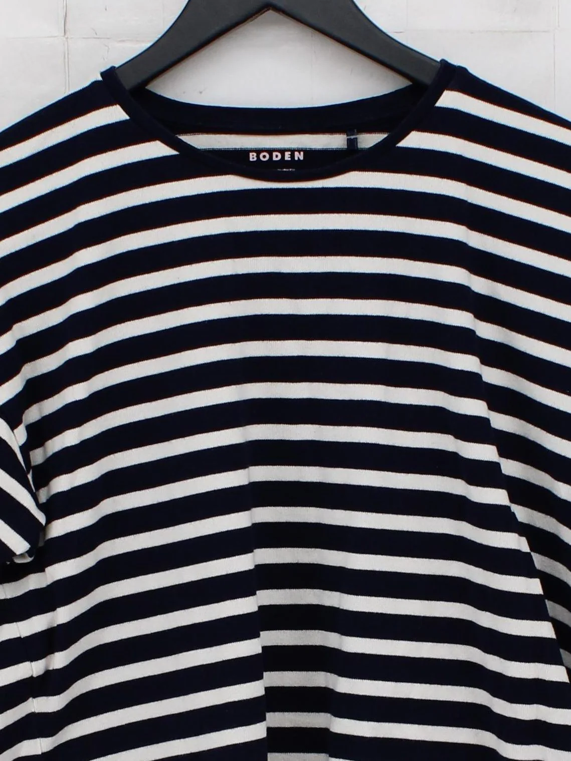 Boden Women's T-Shirt XL Blue Striped 100% Cotton Short Sleeve Round Neck Basic - Image 3