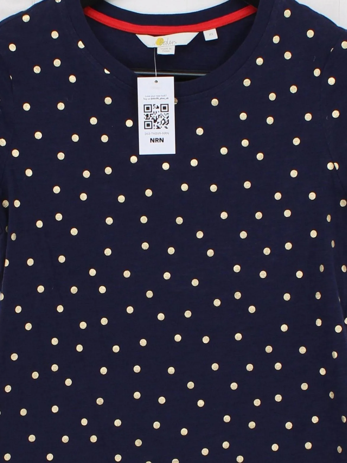 Boden Women's T-Shirt XS Blue Polkadot 100% Cotton Short Sleeve Round Neck Basic - Image 3