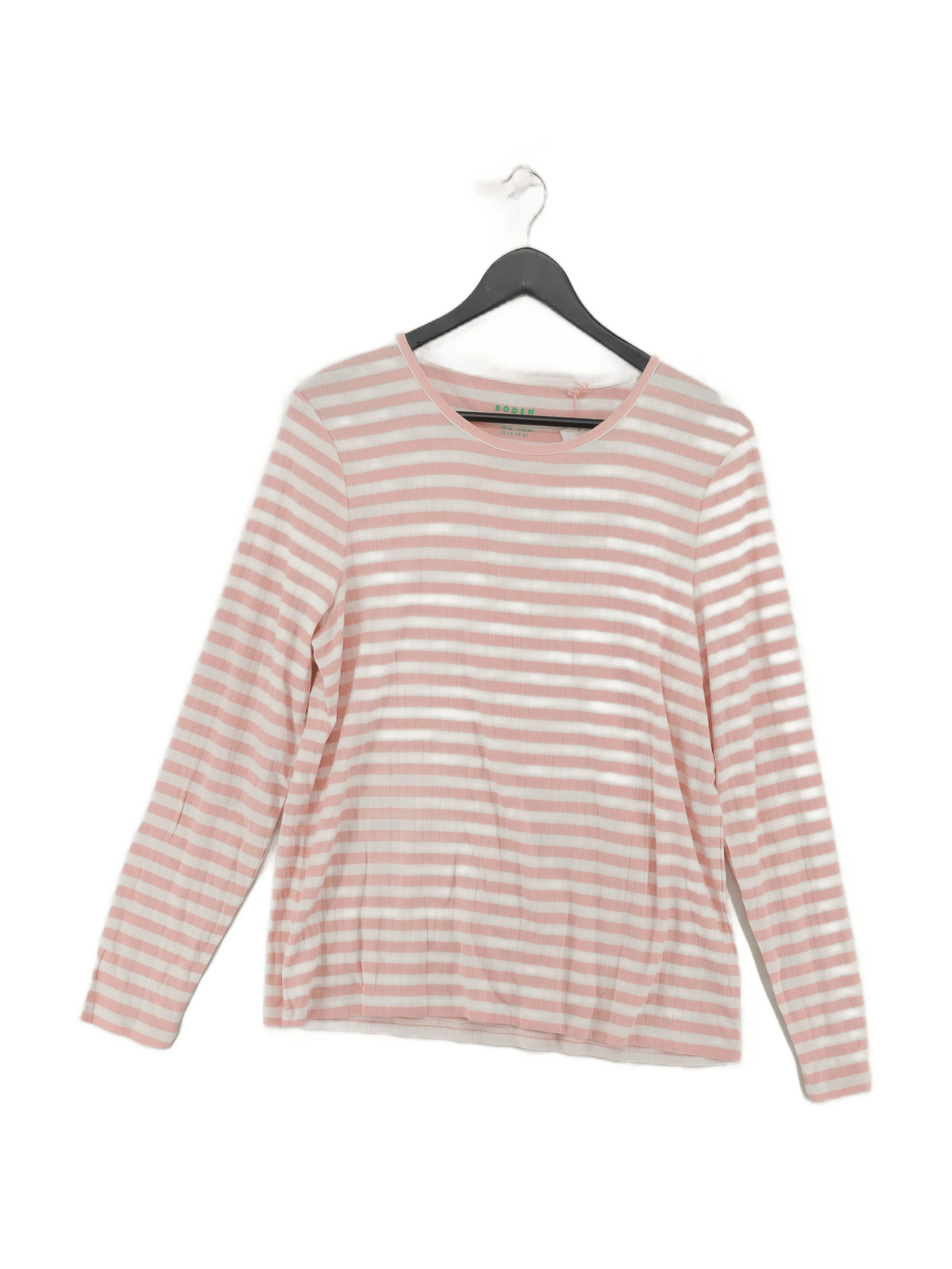 Boden Women's T-Shirt XXL Pink Striped 100% Cotton Short Sleeve Round Neck Basic