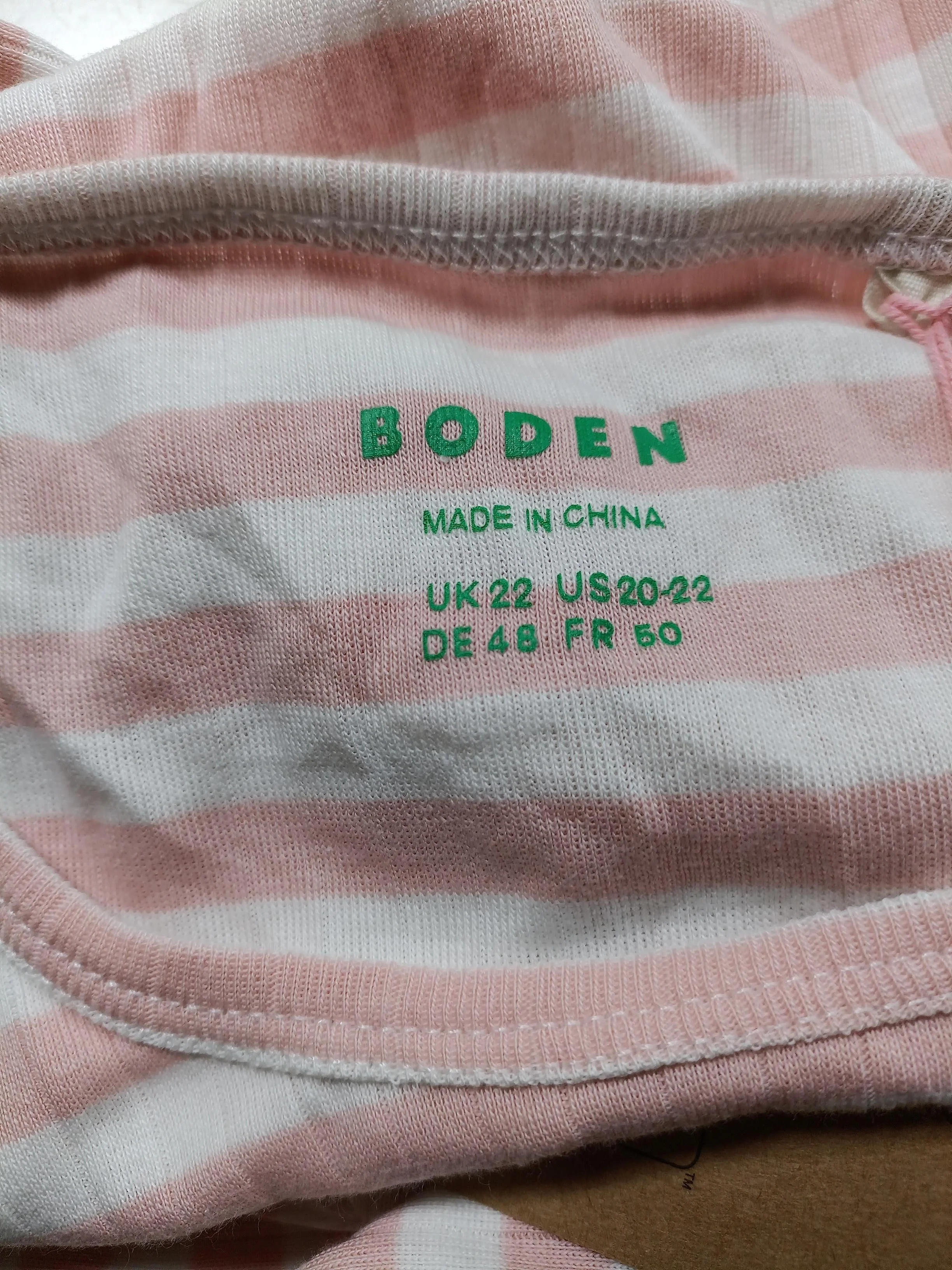 Boden Women's T-Shirt XXL Pink Striped 100% Cotton Short Sleeve Round Neck Basic - Image 5