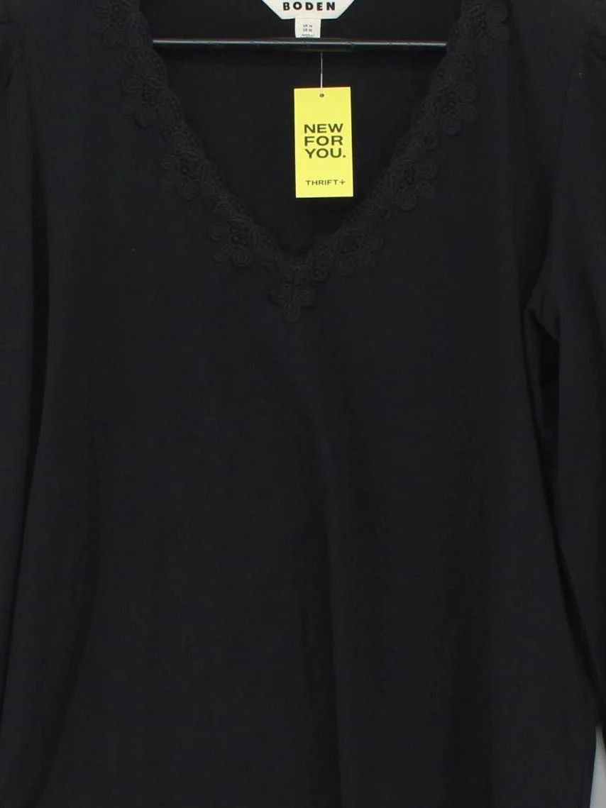Boden Women's Top L Black 100% Cotton Long Sleeve V-Neck Basic - Image 3