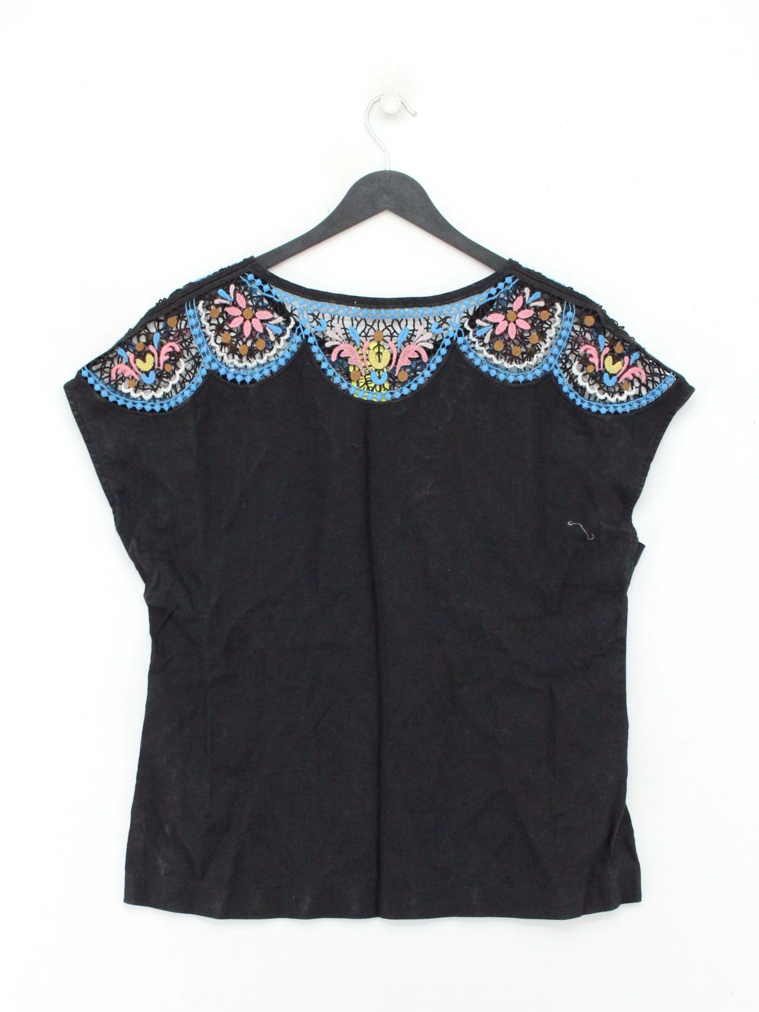 Boden Women's Top L Black 100% Linen Short Sleeve Round Neck Basic - Image 2