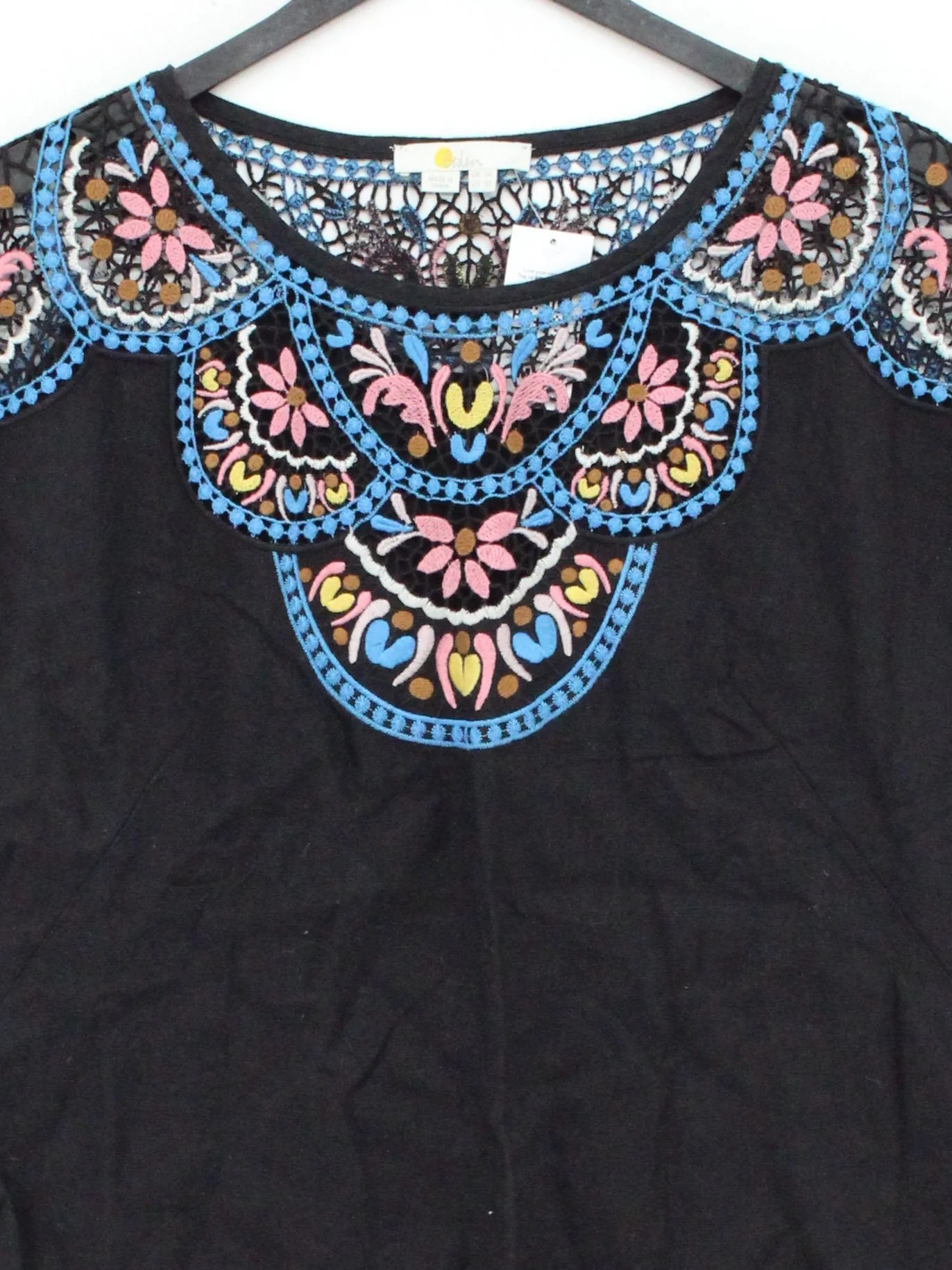 Boden Women's Top L Black 100% Linen Short Sleeve Round Neck Basic - Image 3