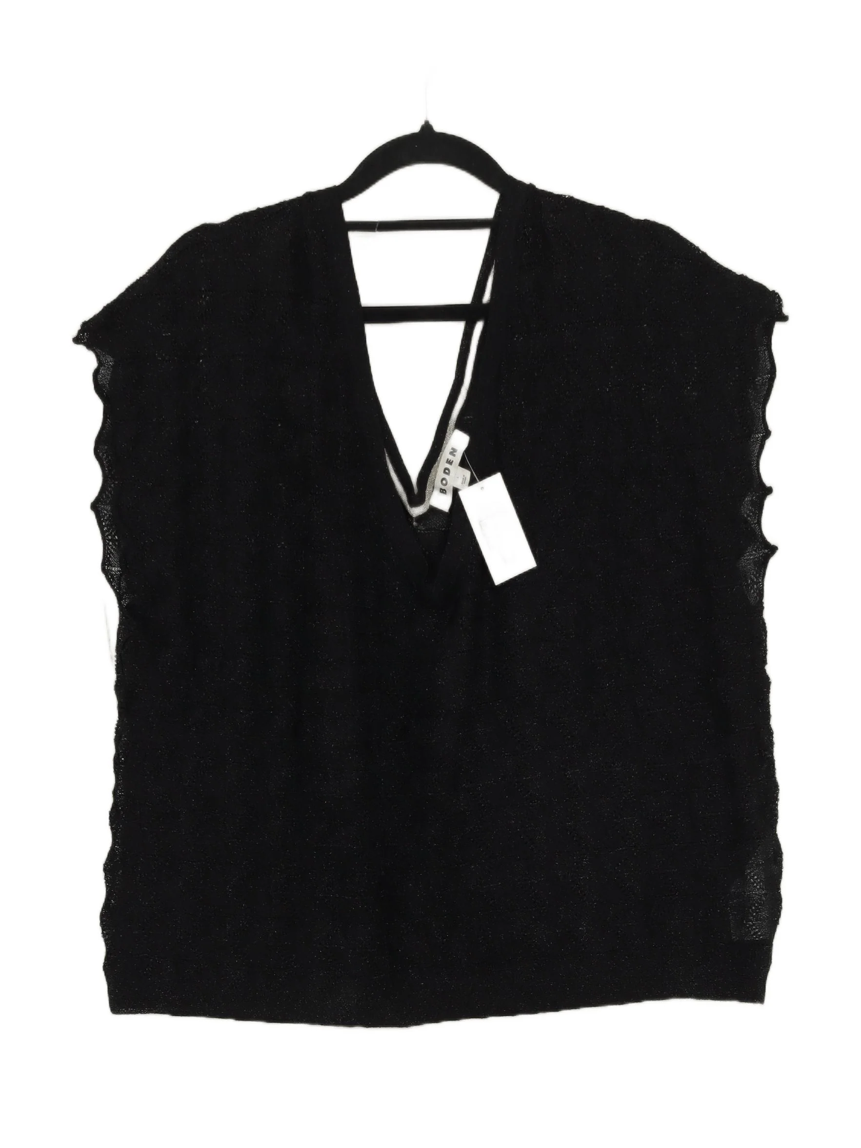 Boden Women's Top L Black 100% Other Sleeveless V-Neck Basic