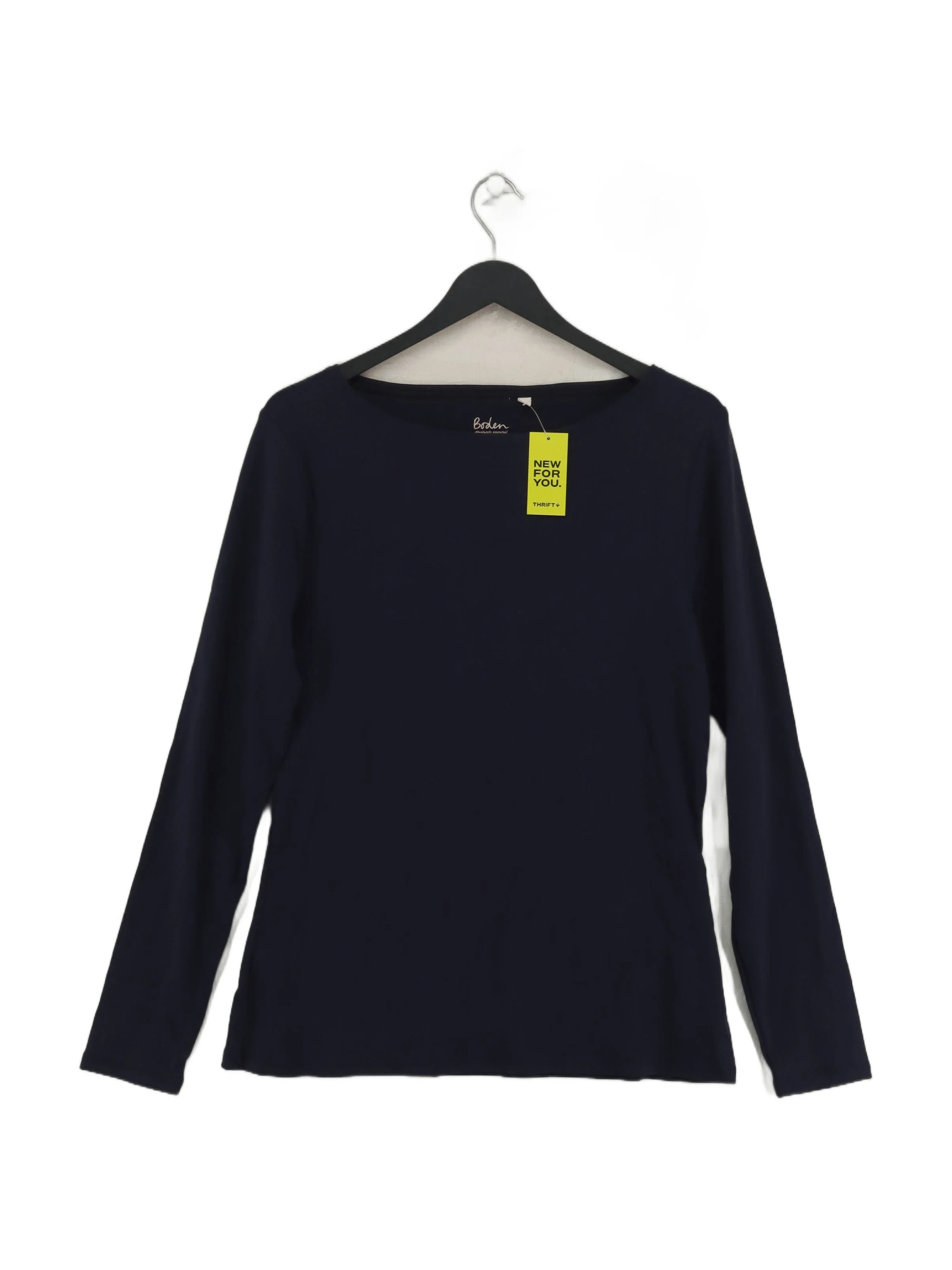 Boden Women's Top L Blue Cotton with Elastane Long Sleeve Square Neck Basic