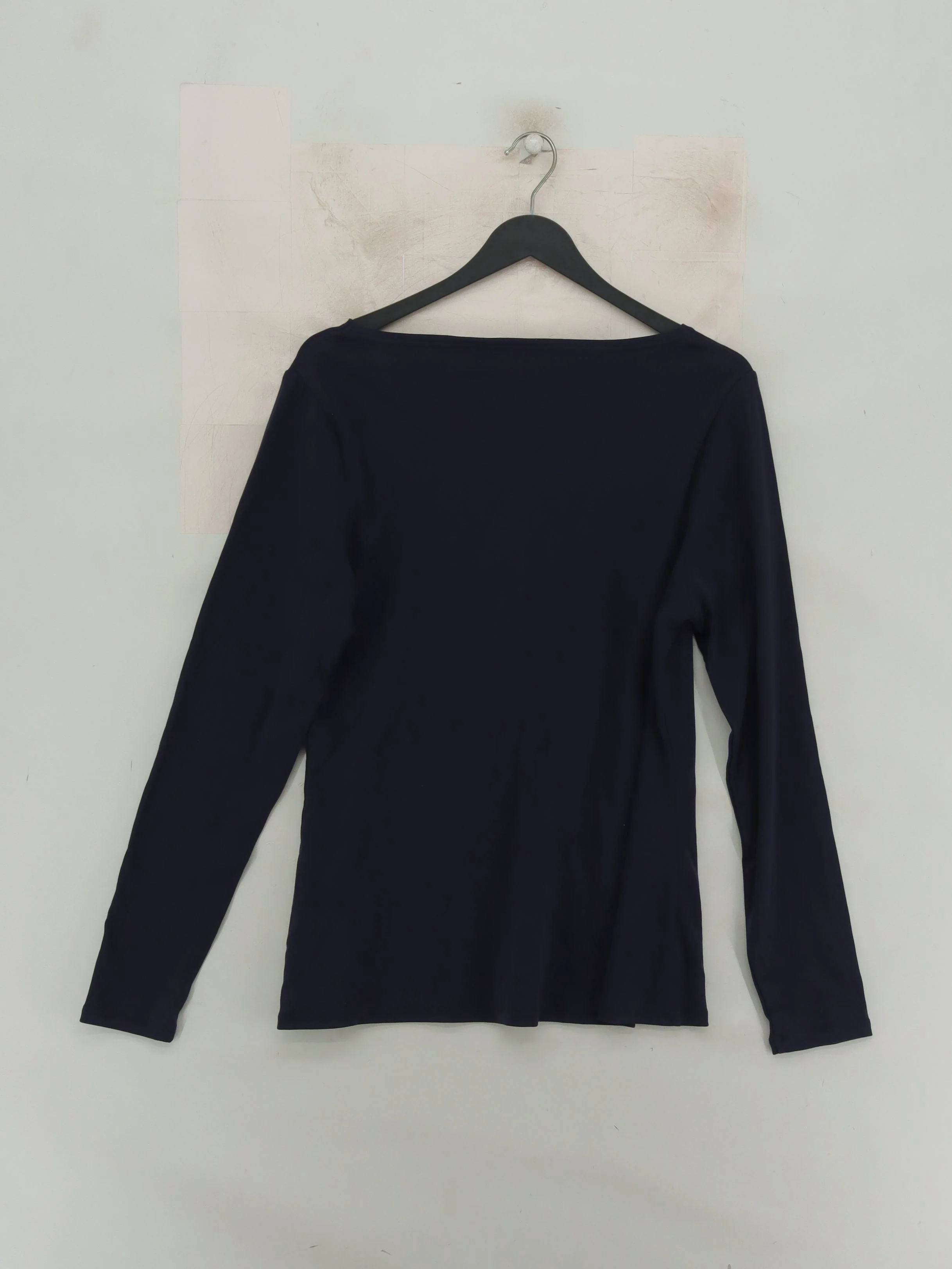 Boden Women's Top L Blue Cotton with Elastane Long Sleeve Square Neck Basic - Image 2