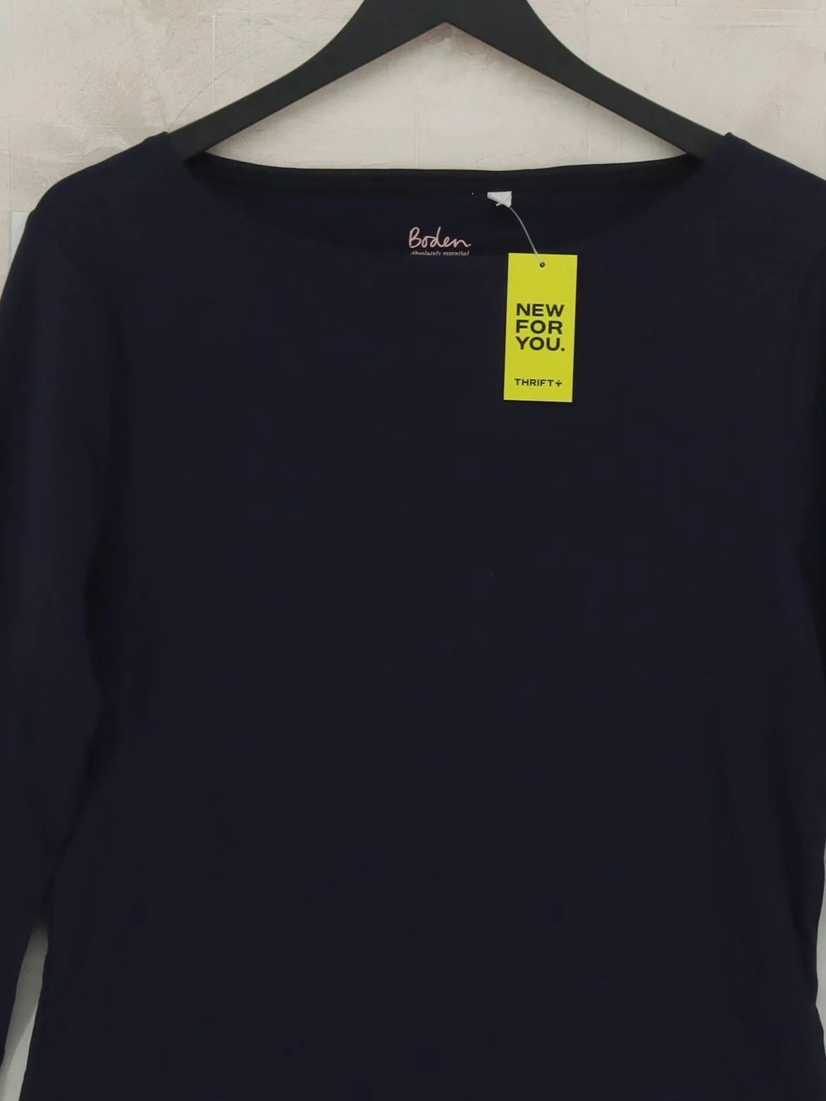 Boden Women's Top L Blue Cotton with Elastane Long Sleeve Square Neck Basic - Image 3
