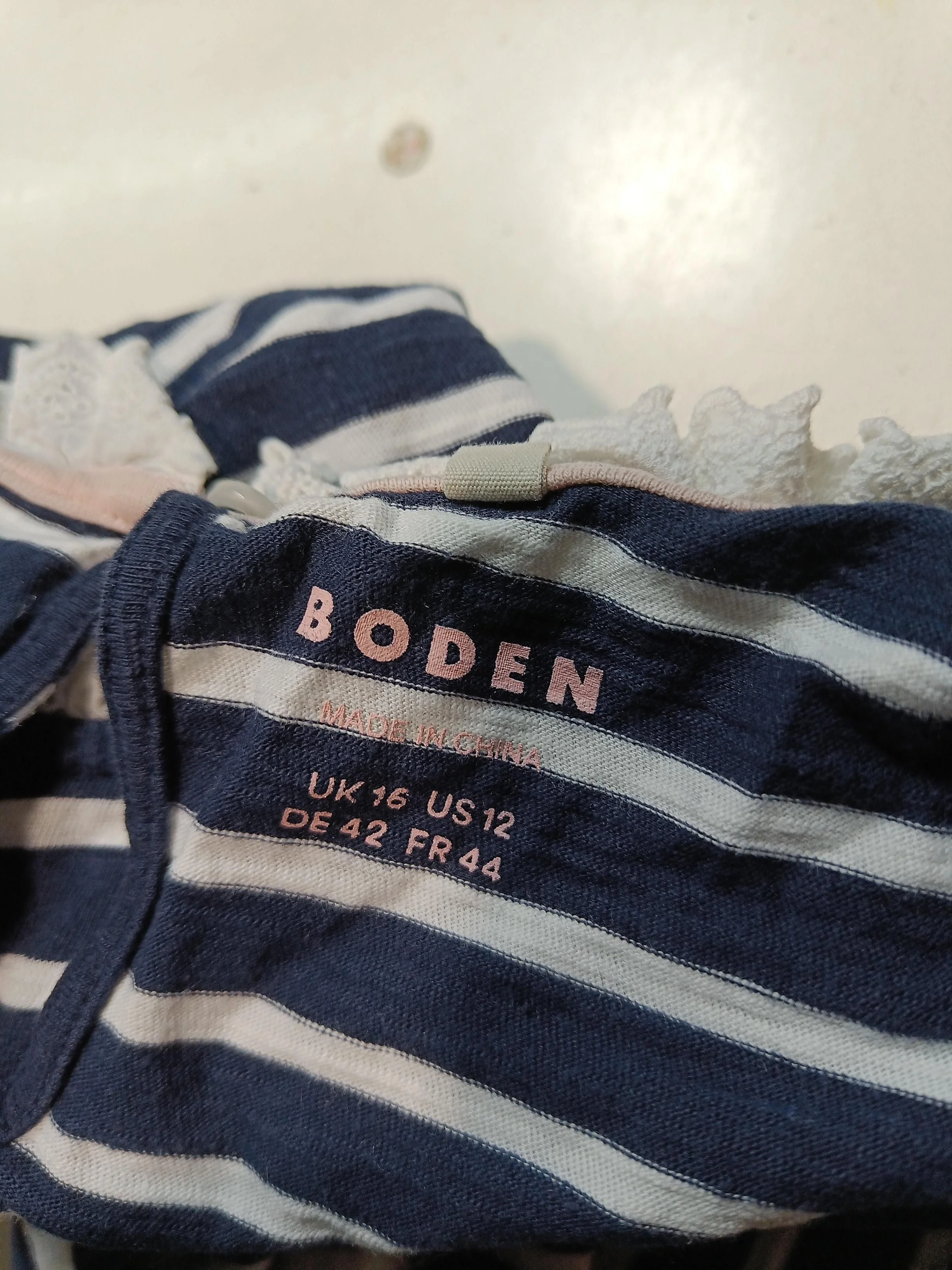 Boden Women's Top L Multi Striped 100% Cotton Long Sleeve High Neck Basic - Image 5
