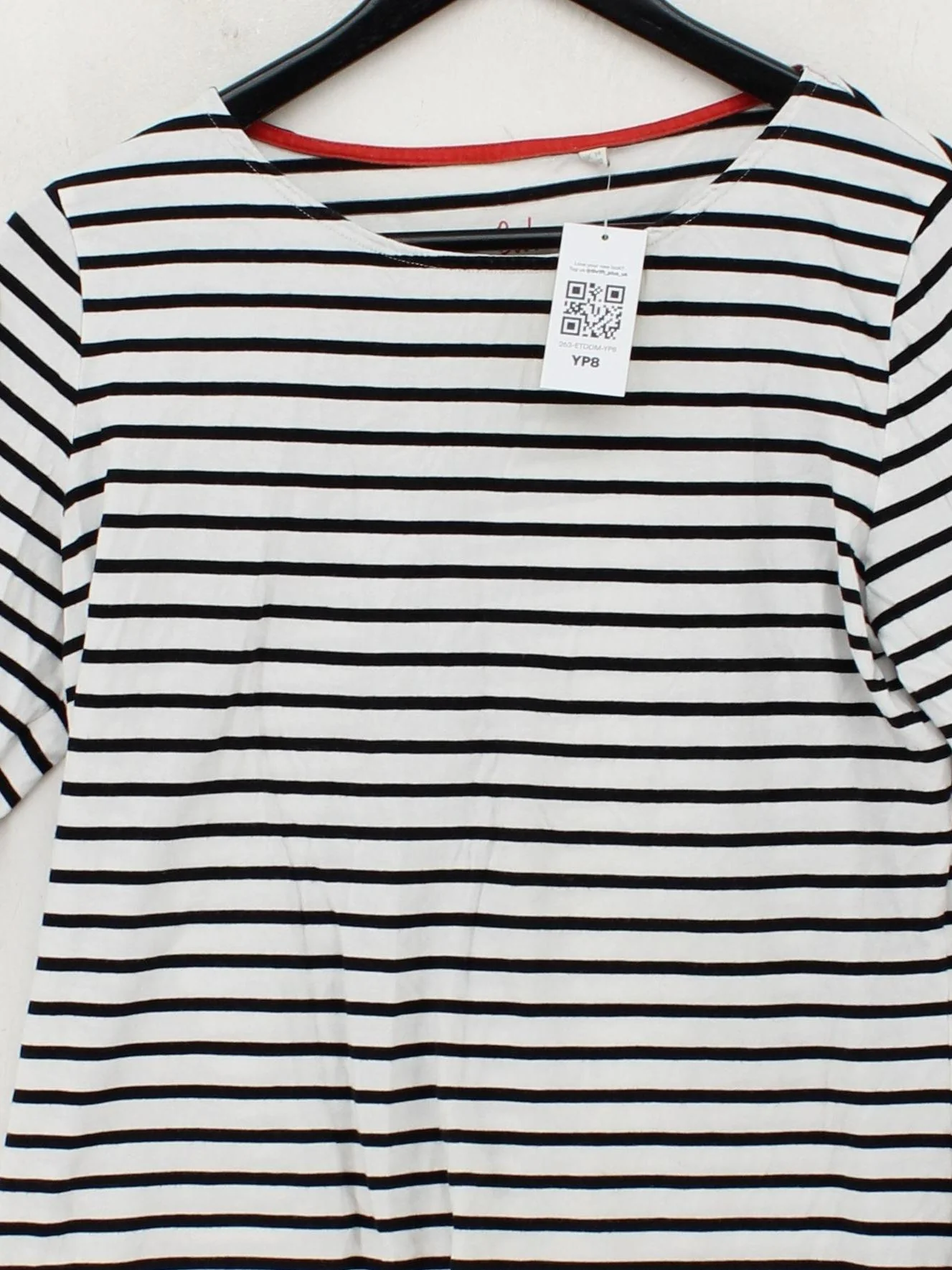 Boden Women's Top L White Striped 100% Cotton Long Sleeve Round Neck Basic - Image 3