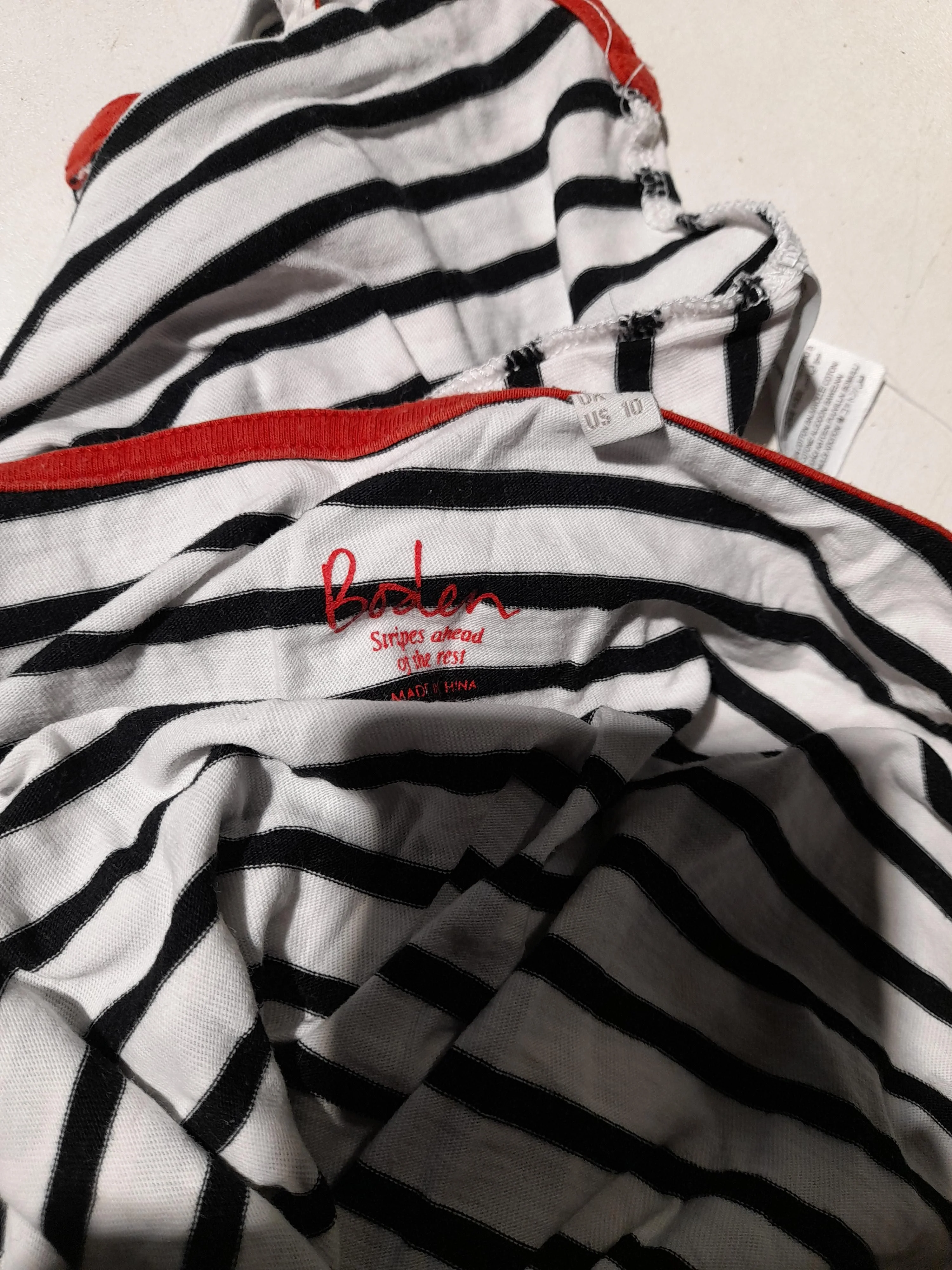 Boden Women's Top L White Striped 100% Cotton Long Sleeve Round Neck Basic - Image 6