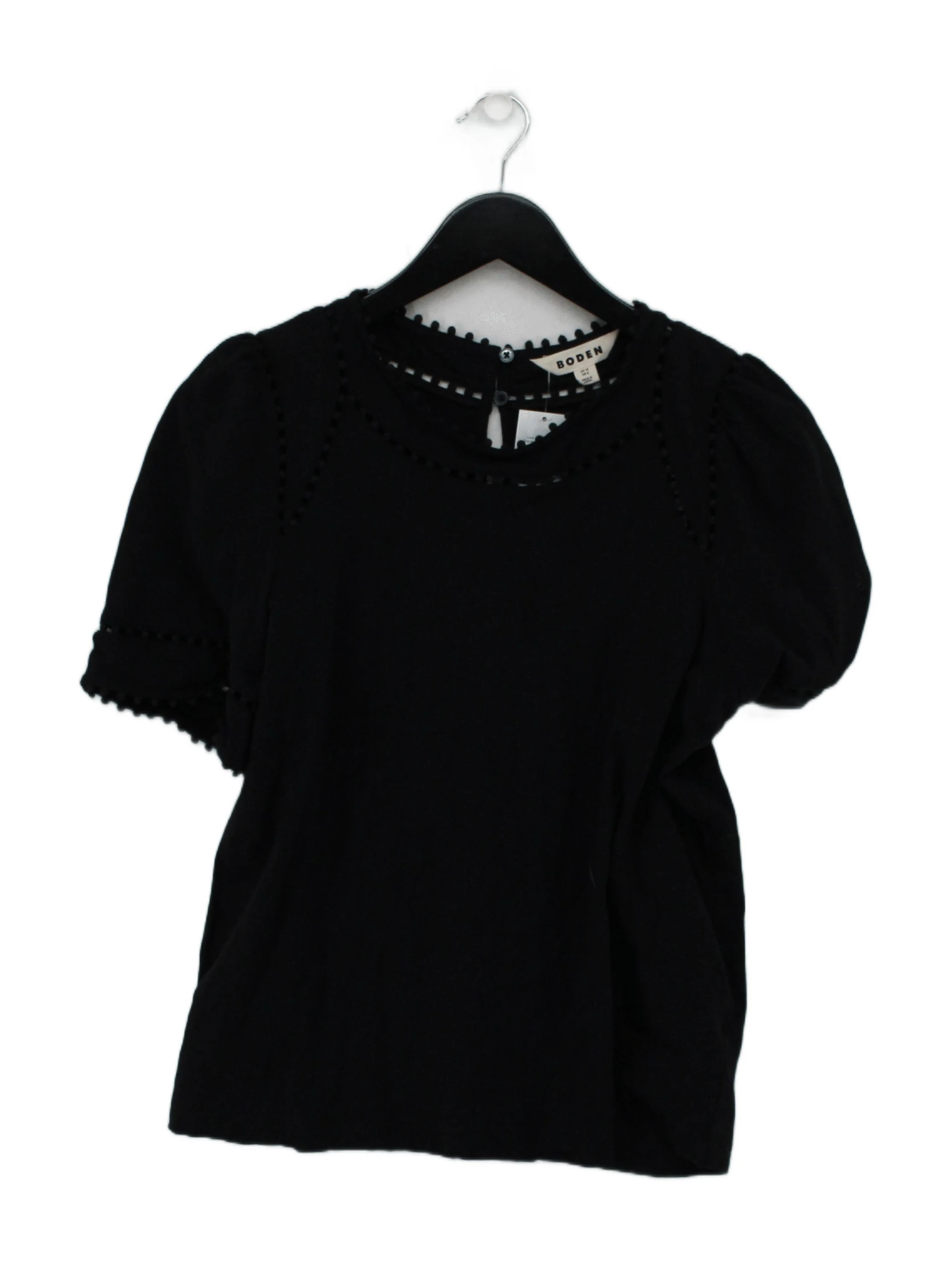Boden Women's Top M Black 100% Cotton Short Sleeve Round Neck Basic
