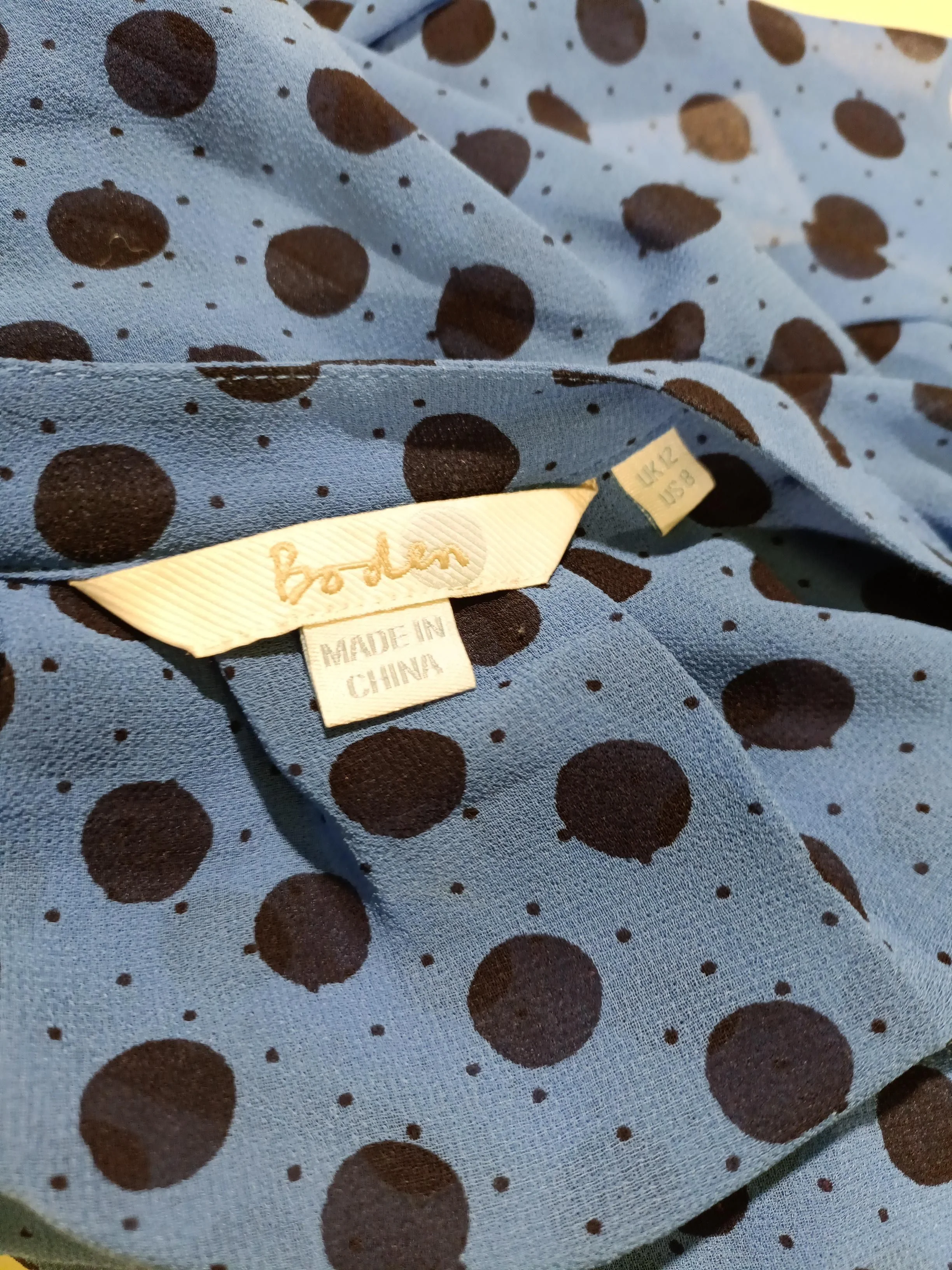 Boden Women's Top M Blue Polkadot 100% Polyester Short Sleeve Round Neck Basic - Image 5