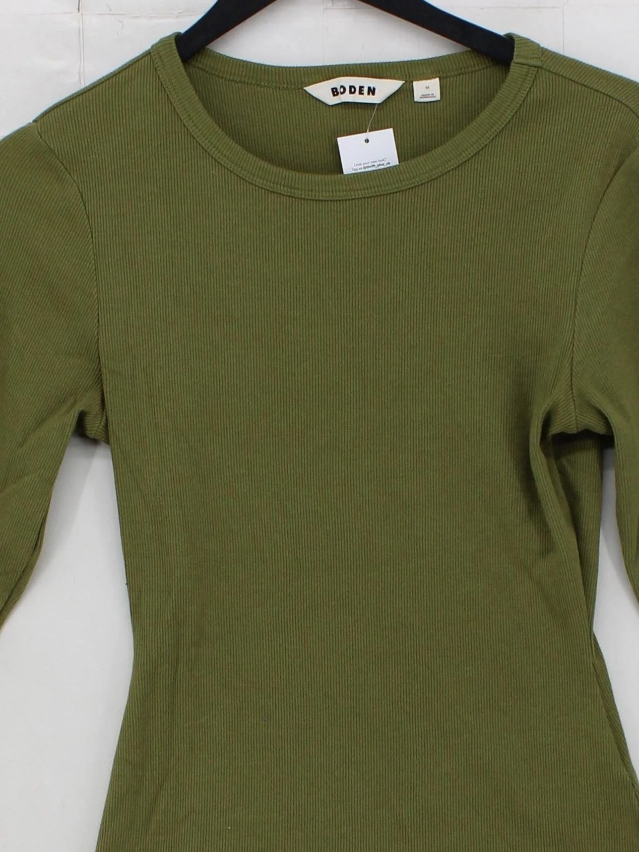 Boden Women's Top M Green Cotton with Elastane Long Sleeve Crew Neck Jersey - Image 3