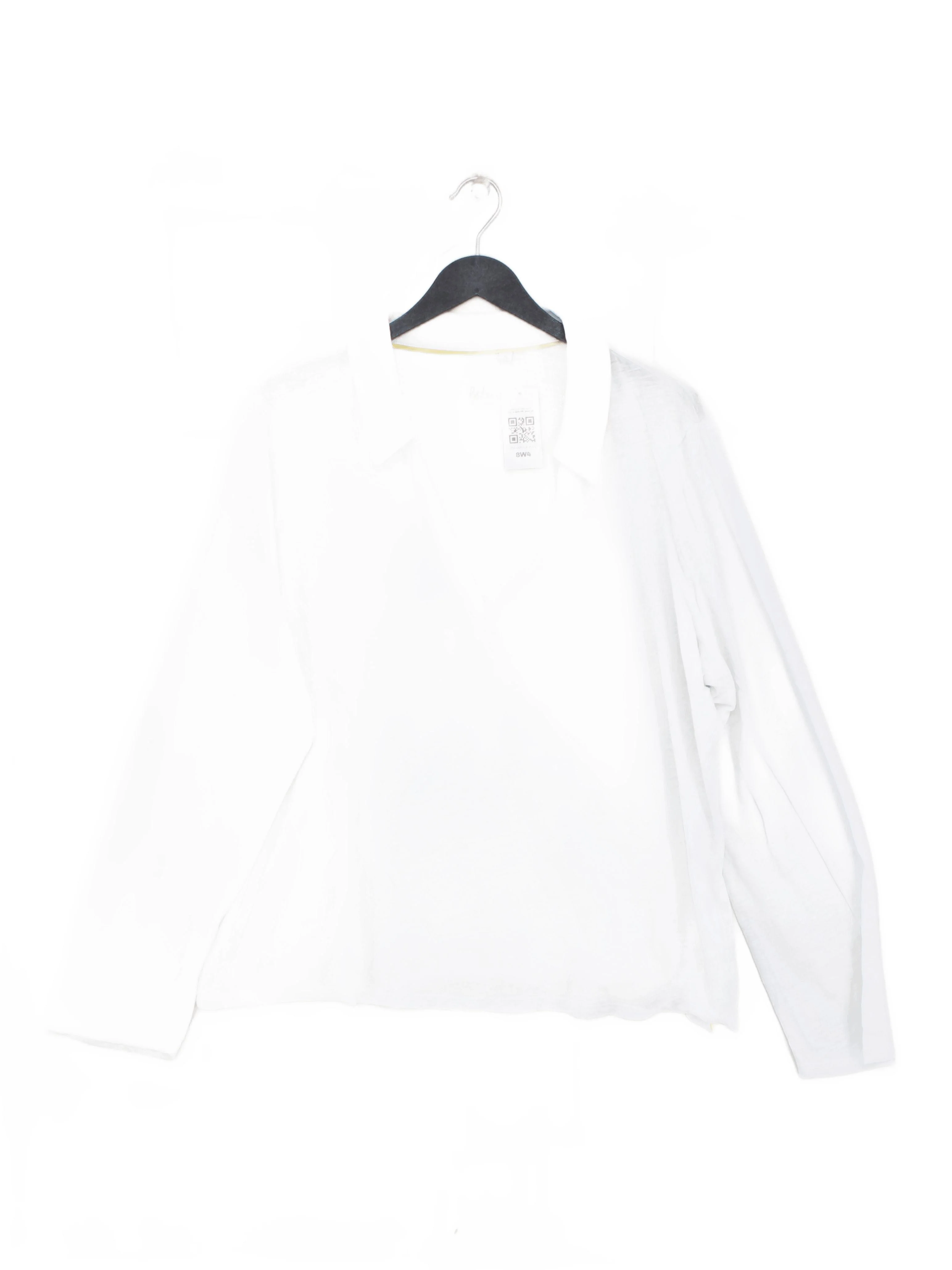 Boden Women's Top M White 100% Cotton Long Sleeve V-Neck Basic