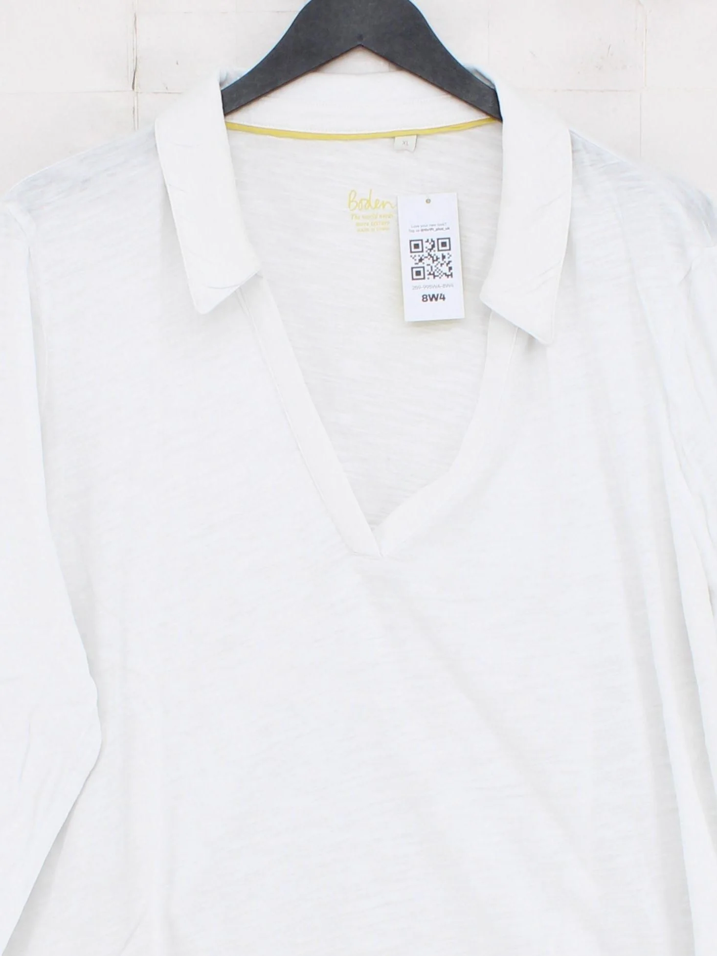 Boden Women's Top M White 100% Cotton Long Sleeve V-Neck Basic - Image 3