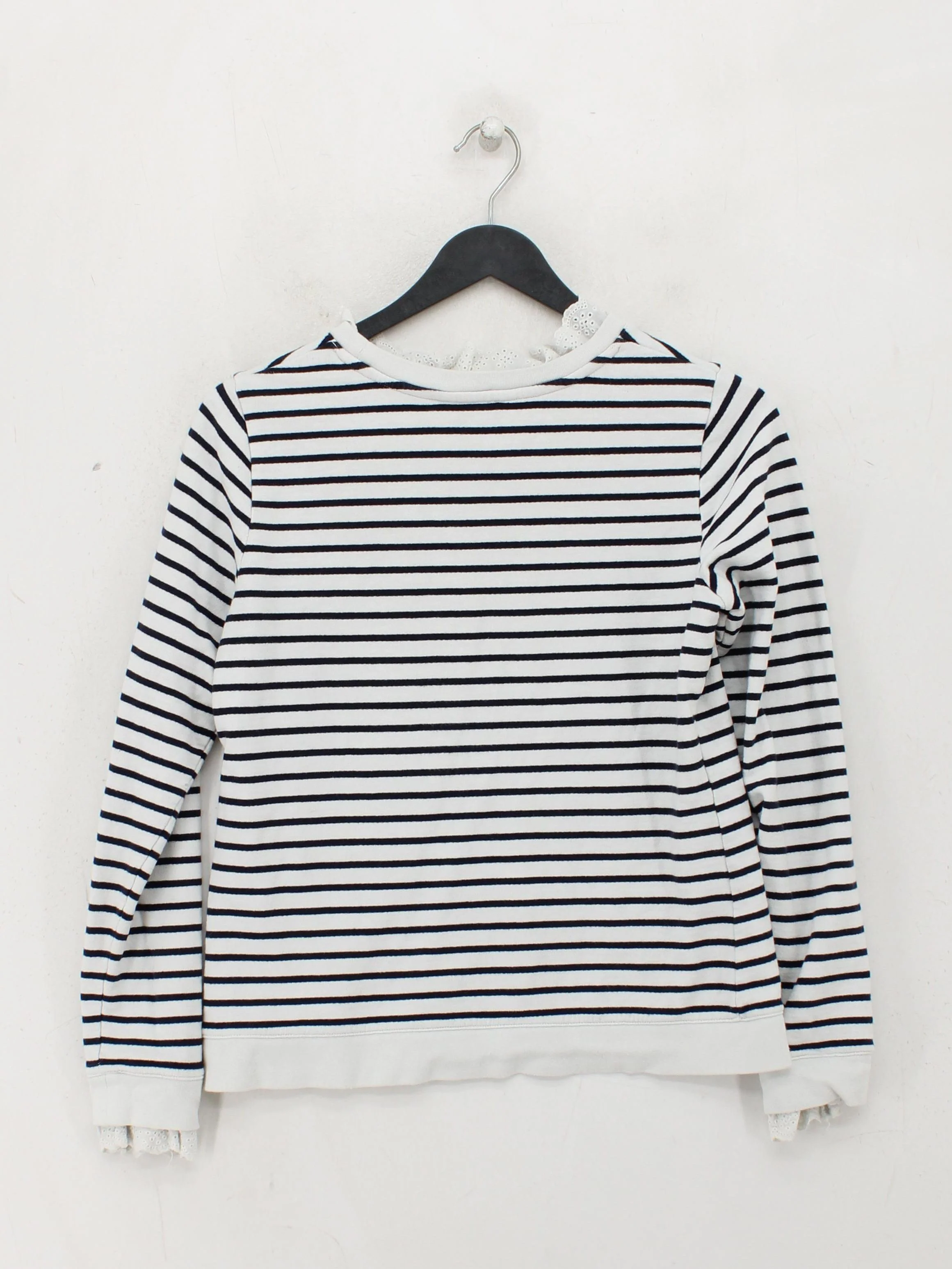 Boden Women's Top M White Striped 100% Cotton Long Sleeve Crew Neck Basic - Image 2