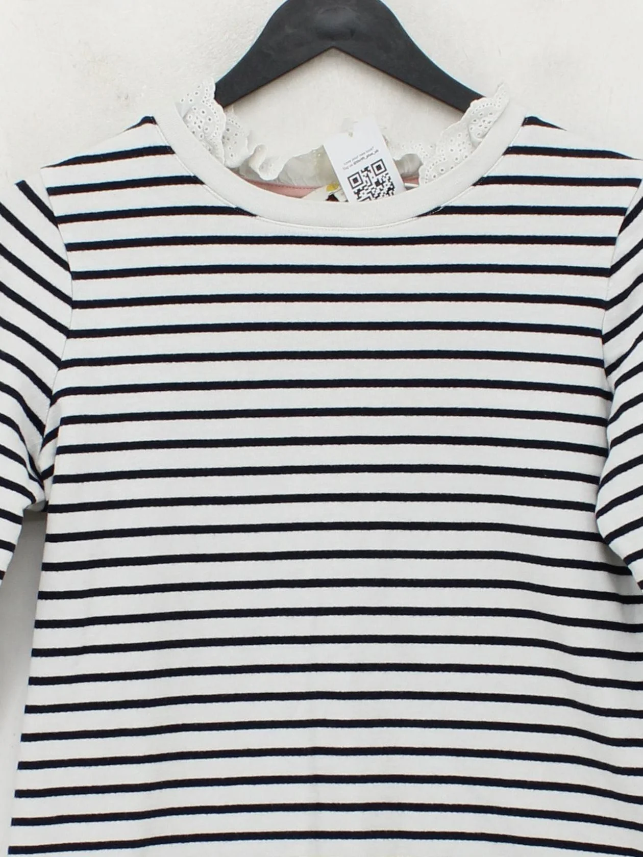 Boden Women's Top M White Striped 100% Cotton Long Sleeve Crew Neck Basic - Image 3