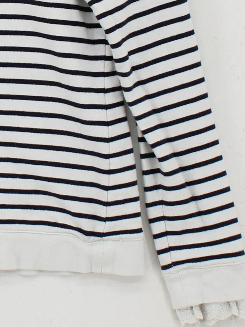 Boden Women's Top M White Striped 100% Cotton Long Sleeve Crew Neck Basic - Image 4