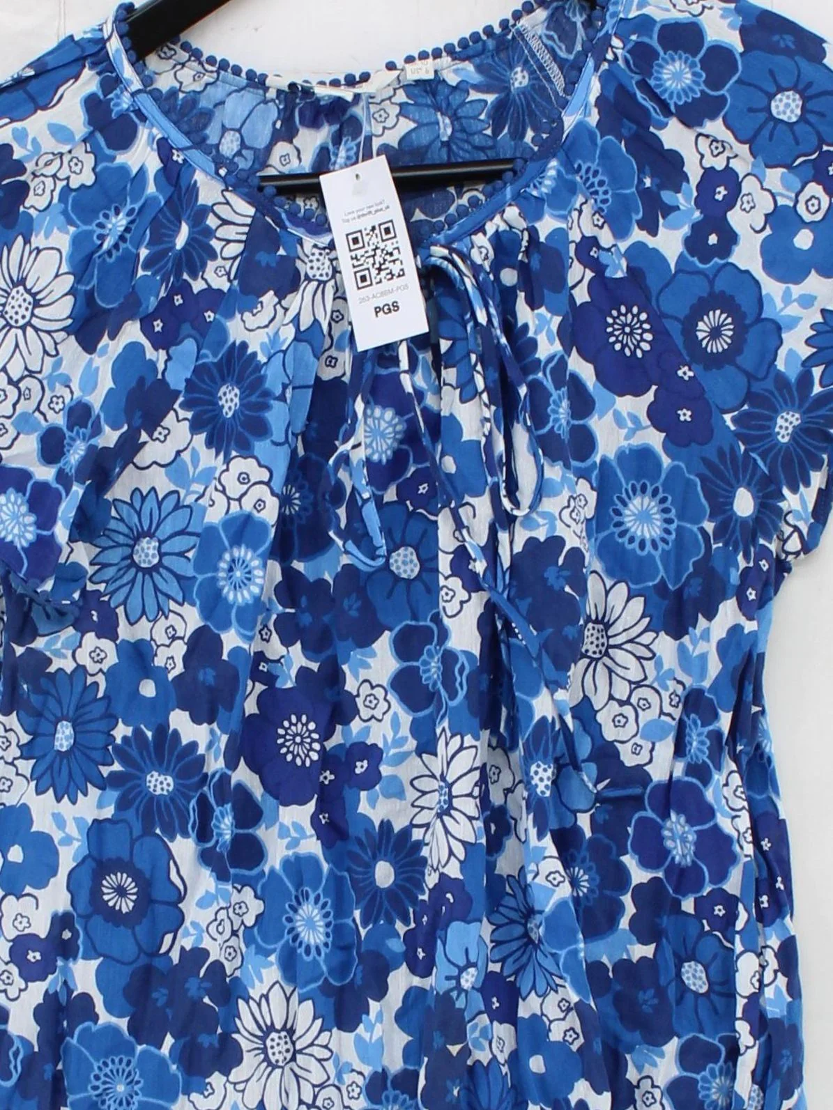 Boden Women's Top S Blue Floral 100% Cotton Short Sleeve Round Neck Basic - Image 3